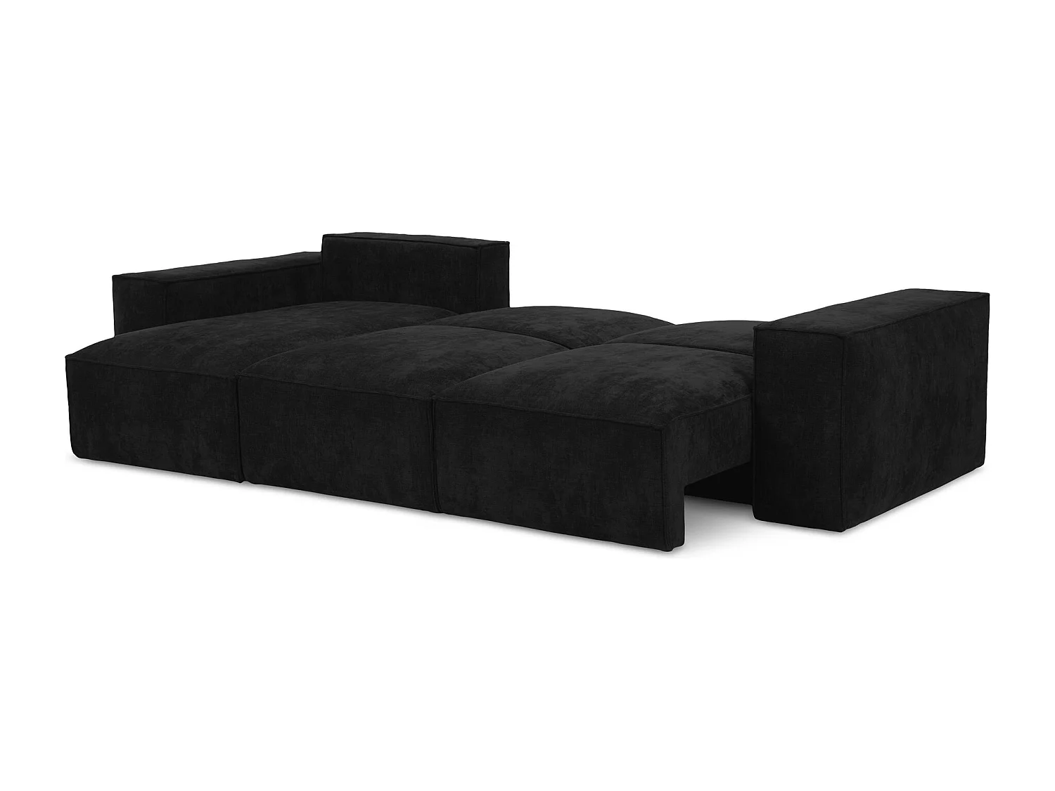 Canapé d’angle 3 places gauche convertible en tissu chenille - noir - HANA