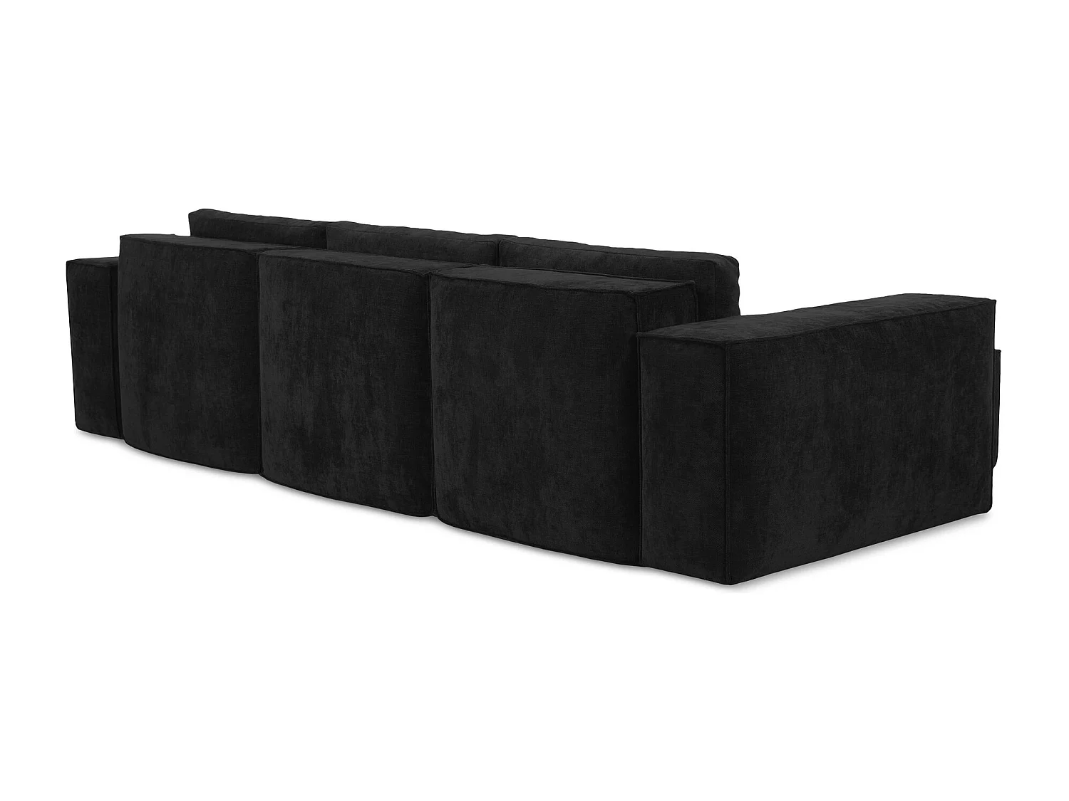 Canapé d’angle 3 places gauche convertible en tissu chenille - noir - HANA