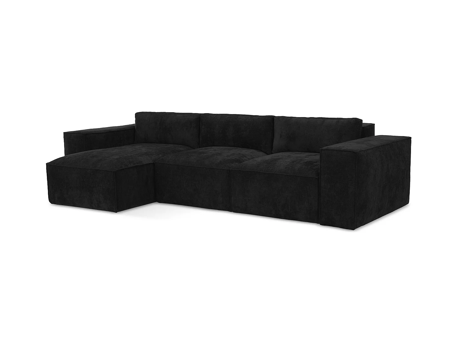 3-Sitzer Ecksofa mit Schlaffunktion - Ecke Links - Chenille - Schwarz - HANA
