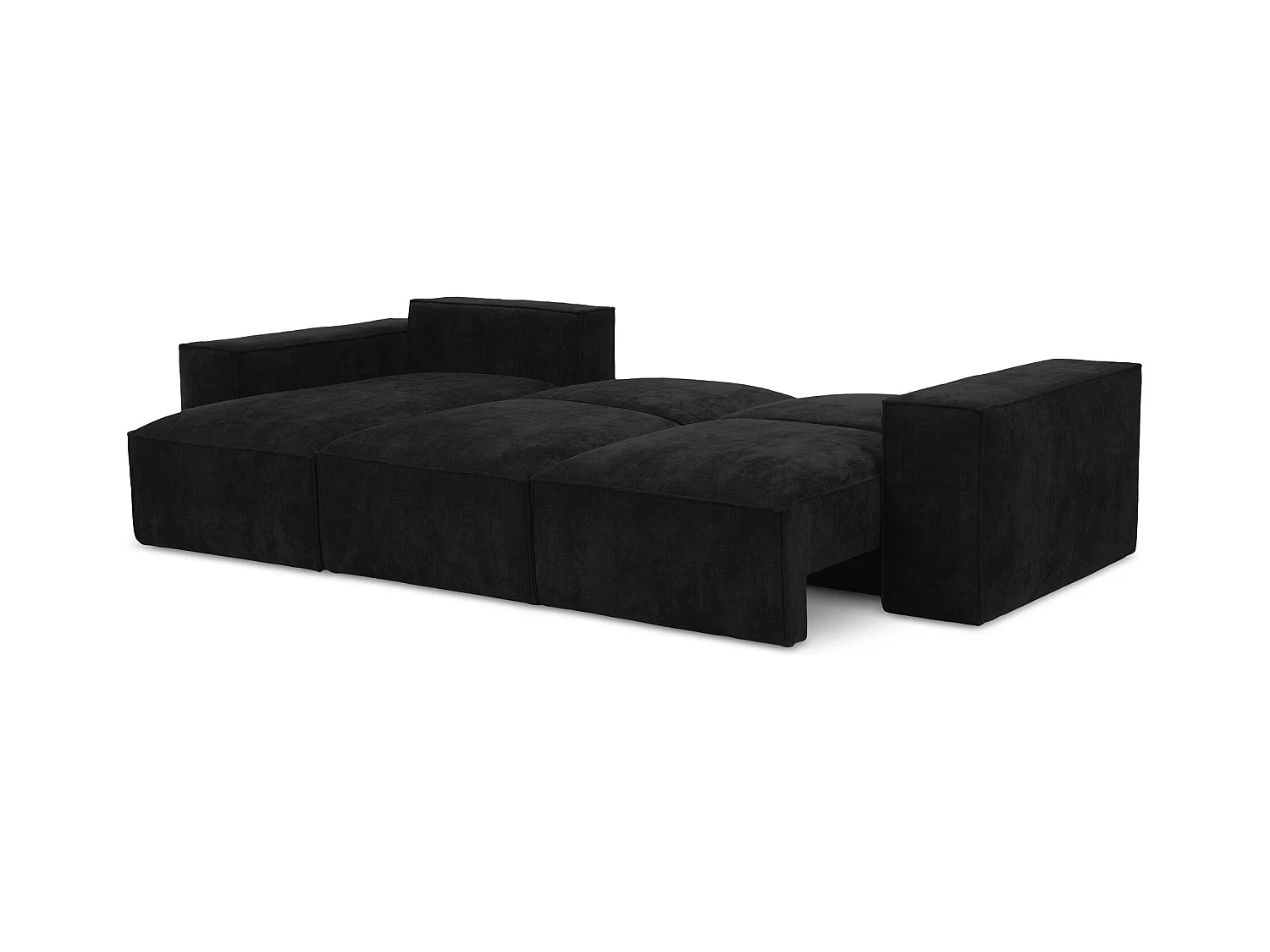Canapé d’angle 3 places gauche convertible en tissu chenille - noir - HANA