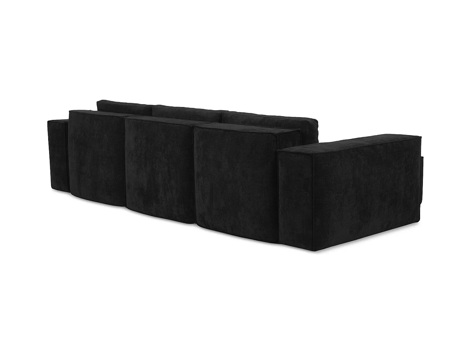 Canapé d’angle 3 places gauche convertible en tissu chenille - noir - HANA