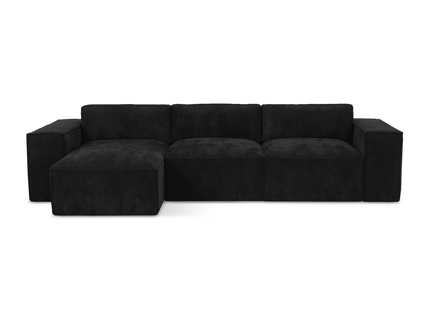 Canapé d’angle 3 places gauche convertible en tissu chenille - noir - HANA