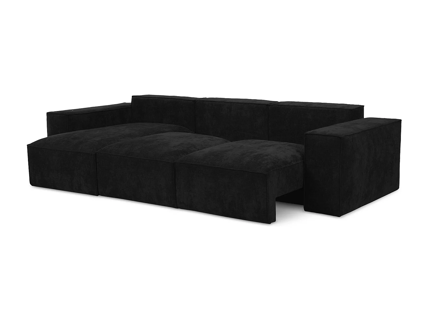 Canapé d’angle 3 places gauche convertible en tissu chenille - noir - HANA