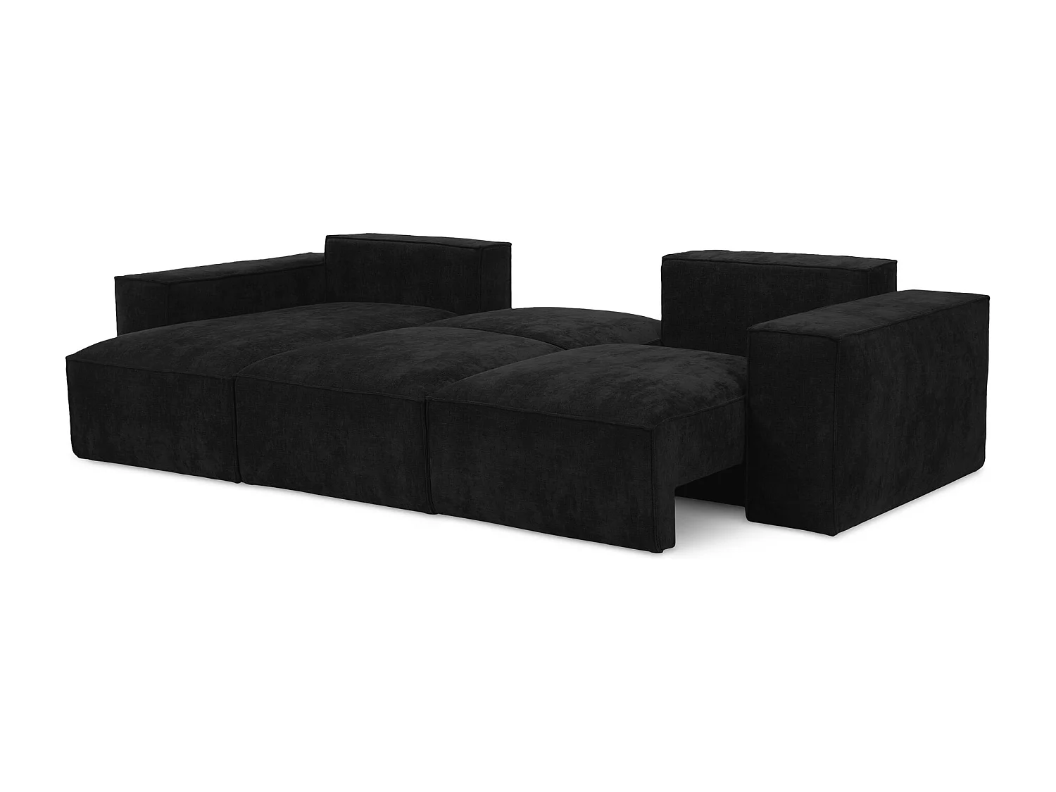 Canapé d’angle 3 places gauche convertible en tissu chenille - noir - HANA