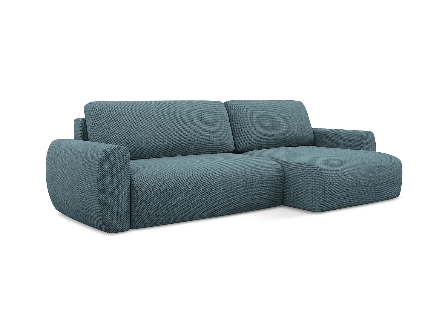 Ecksofa mit Schlaffunktion - Ecke Rechts - Chenille - Hellblau - ANELA