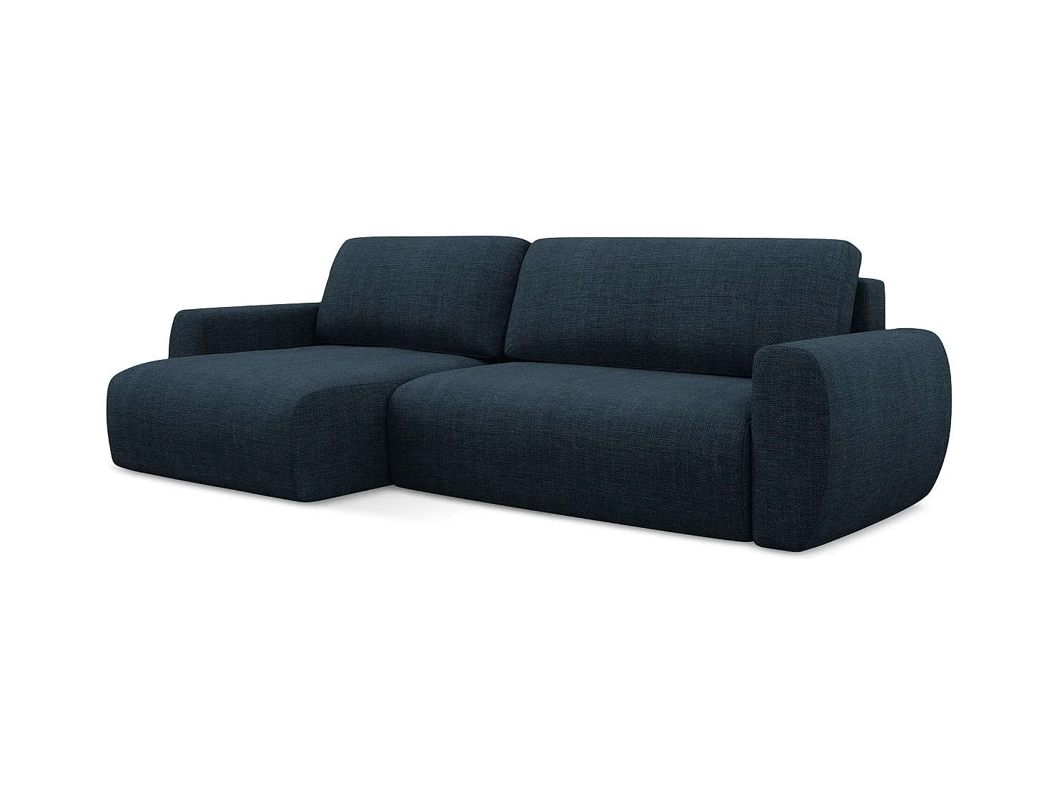 3-Sitzer Ecksofa mit Schlaffunktion - Ecke Links - Strukturstoff - Königsblau - ANELA