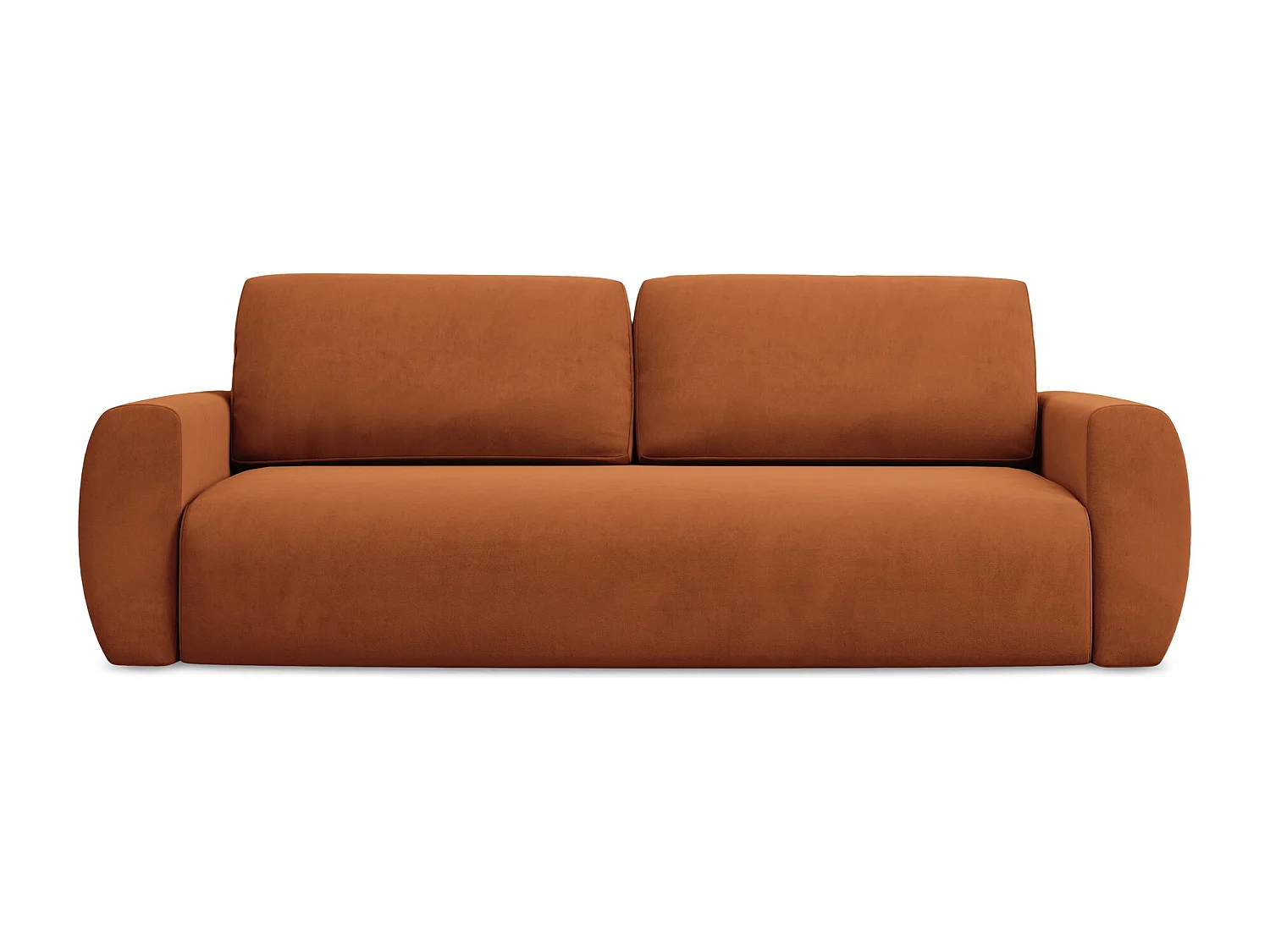 3-Sitzer Sofa mit Schlaffunktion - - Samt - Terrakotta - ANELA