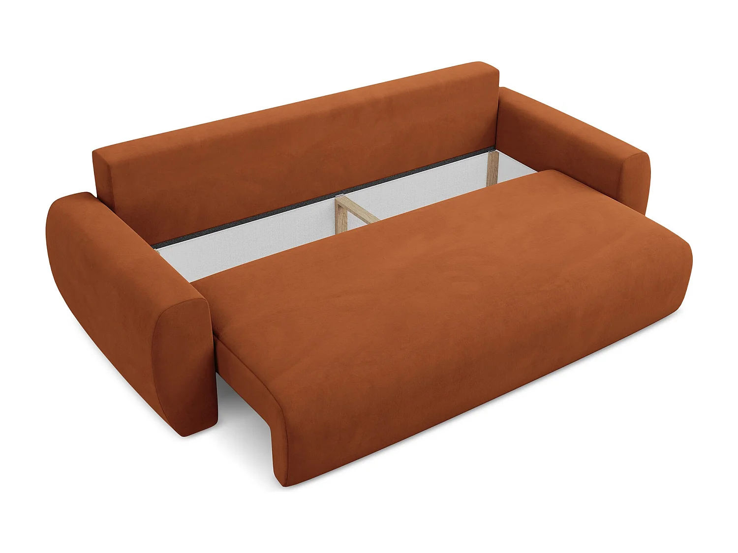 3-Sitzer Sofa mit Schlaffunktion - - Samt - Terrakotta - ANELA