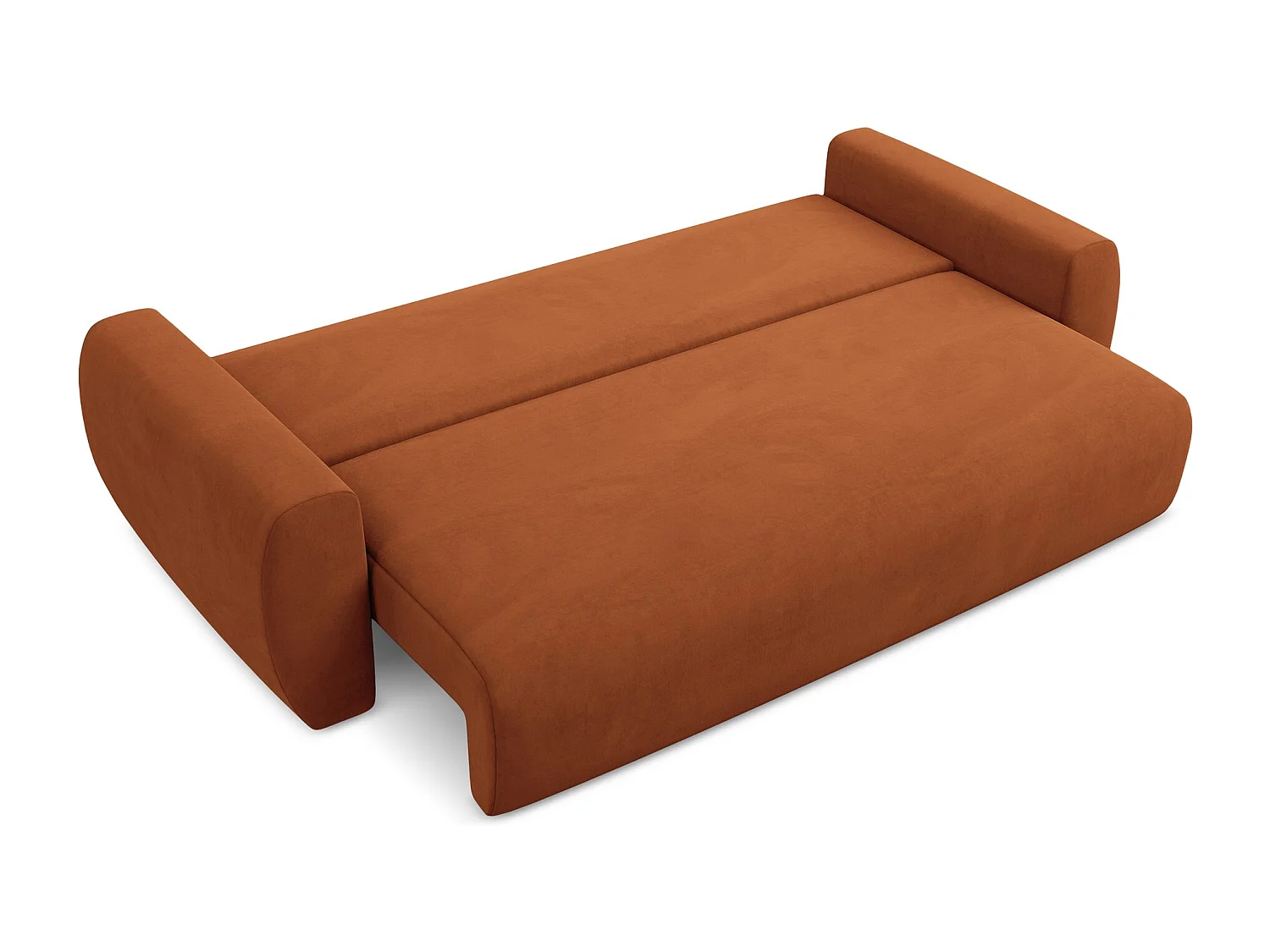 3-Sitzer Sofa mit Schlaffunktion - - Samt - Terrakotta - ANELA