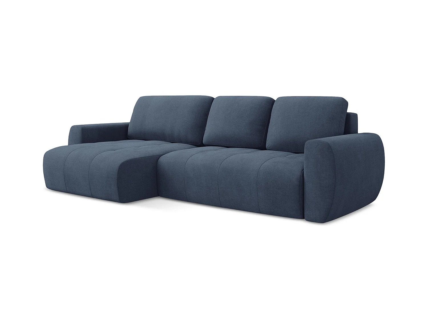Canapé d’angle 3 places gauche convertible en tissu texturé - bleu - KIWI