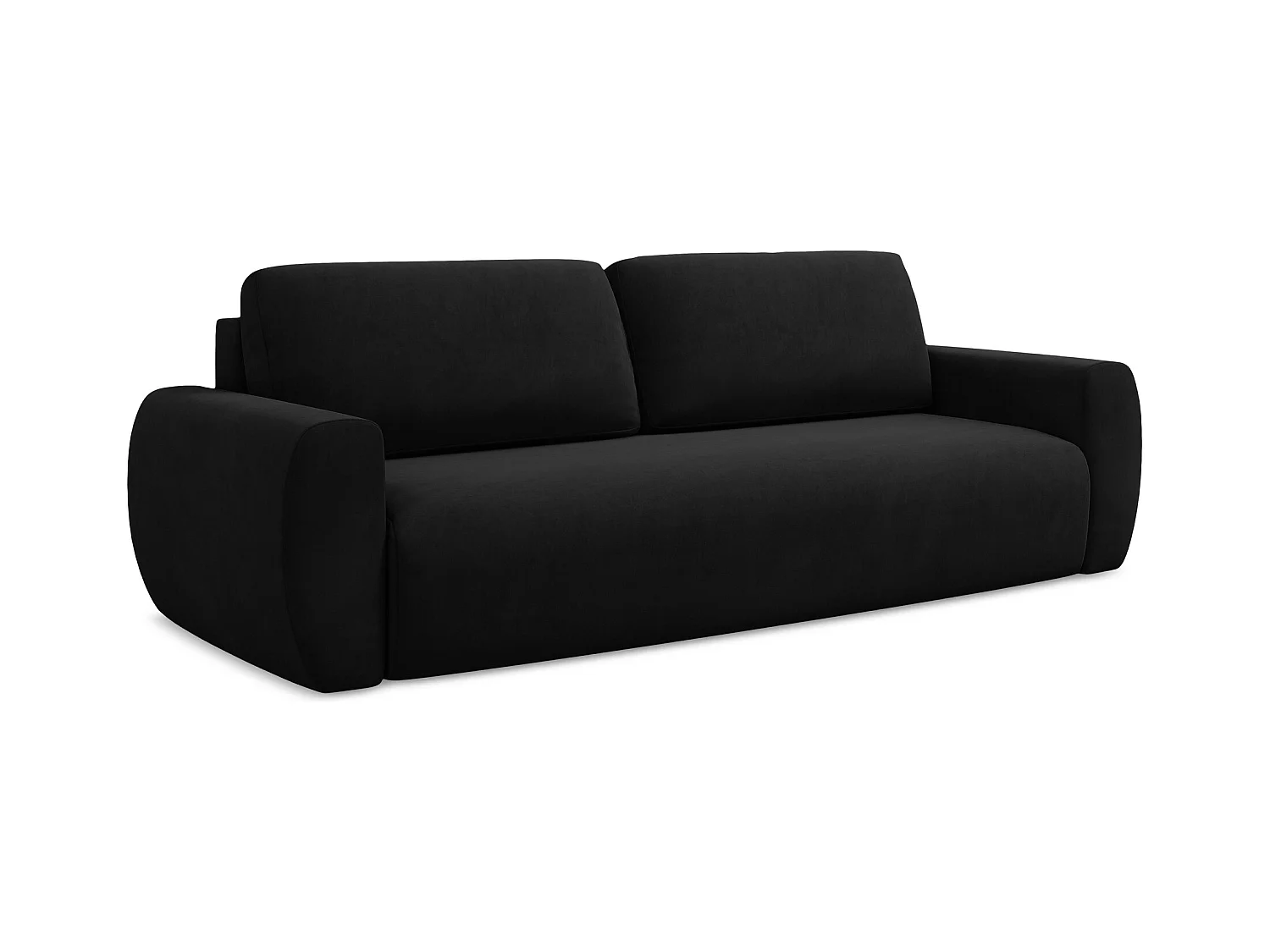 Canapé 3 places convertible en velours - noir - ANELA