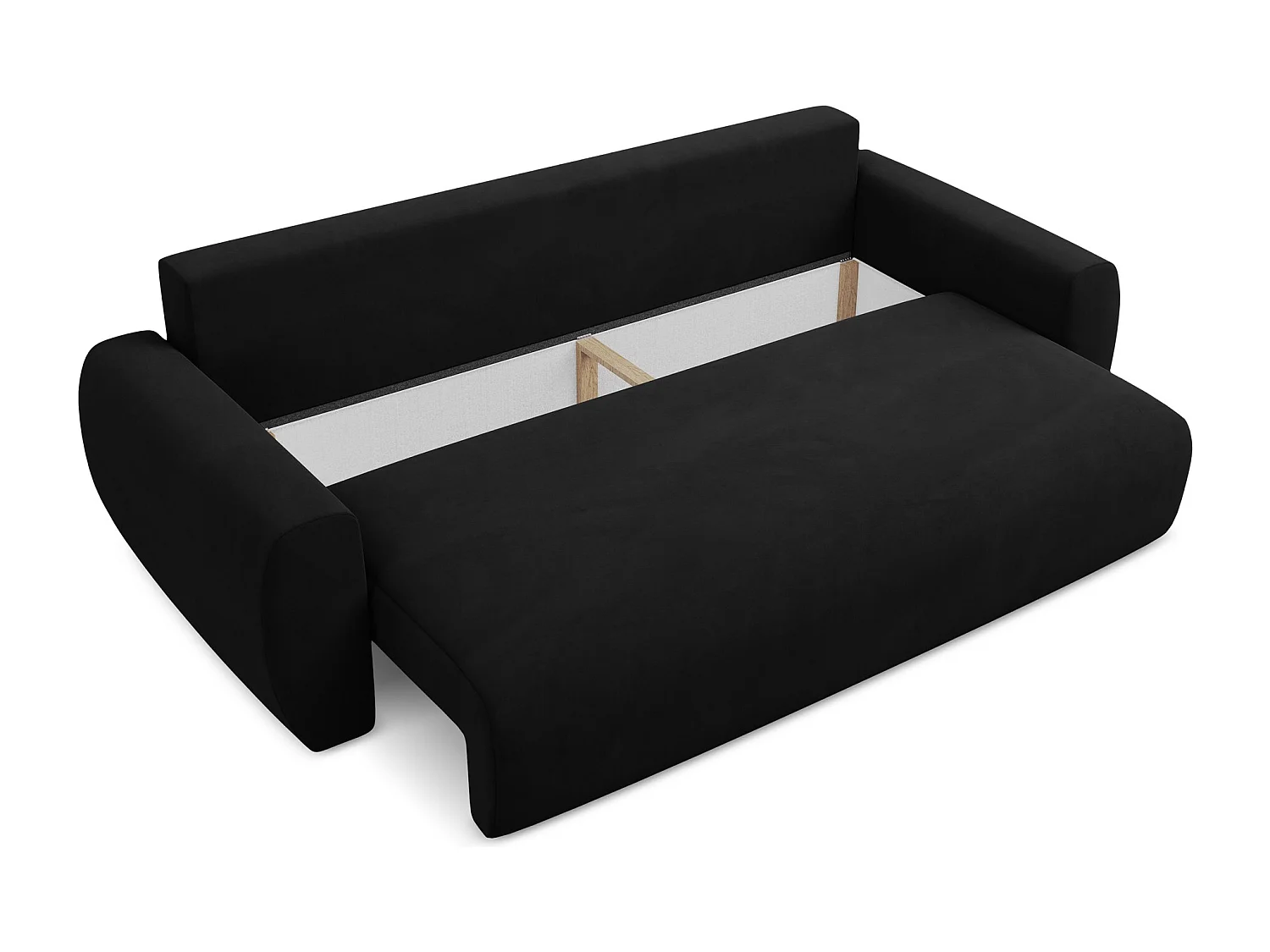 Canapé 3 places convertible en velours - noir - ANELA