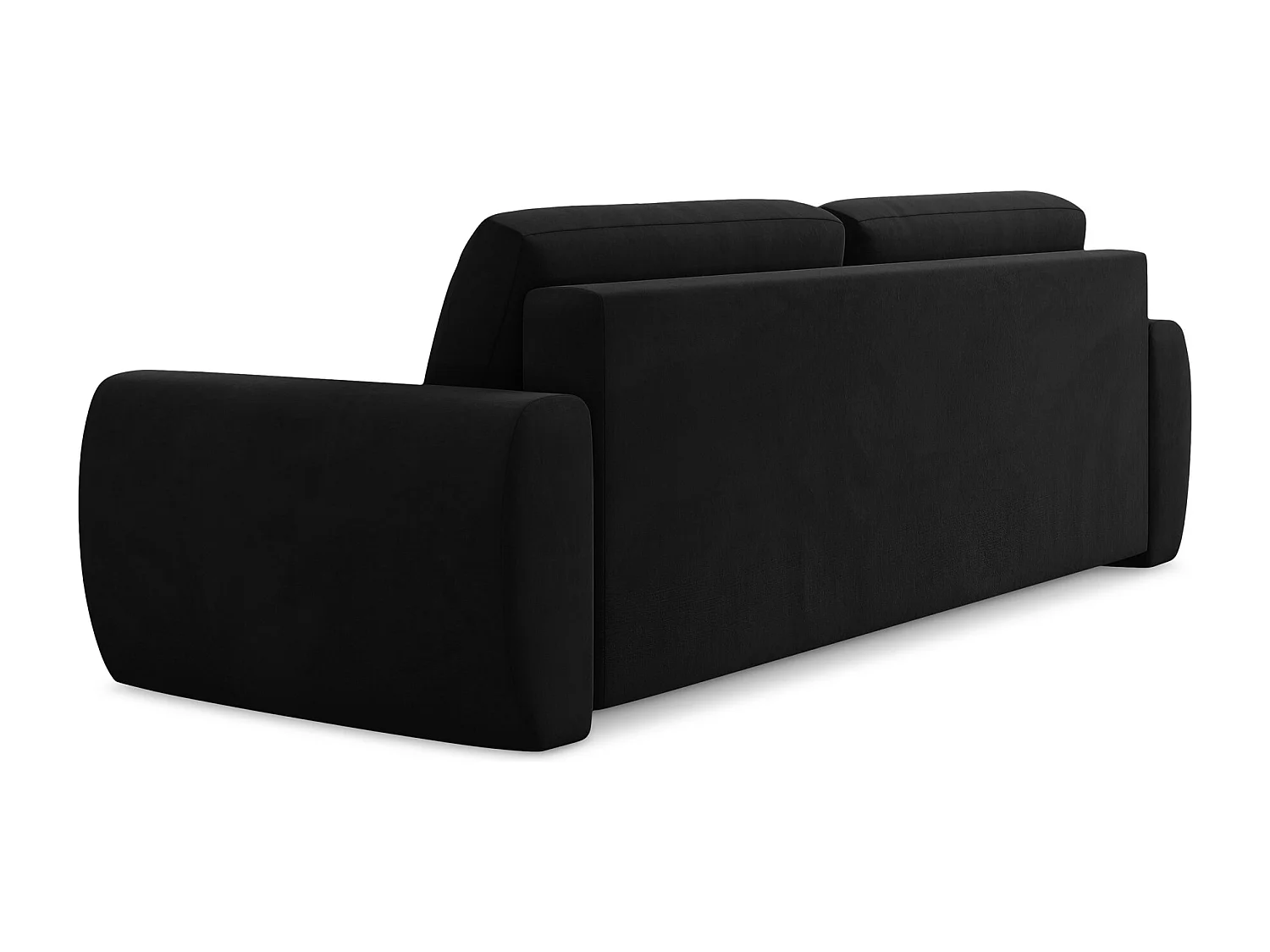 Canapé 3 places convertible en velours - noir - ANELA