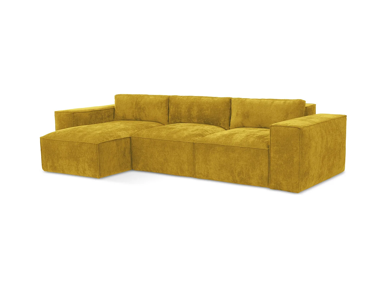 Canapé d’angle 3 places gauche convertible en tissu chenille - moutarde - HANA