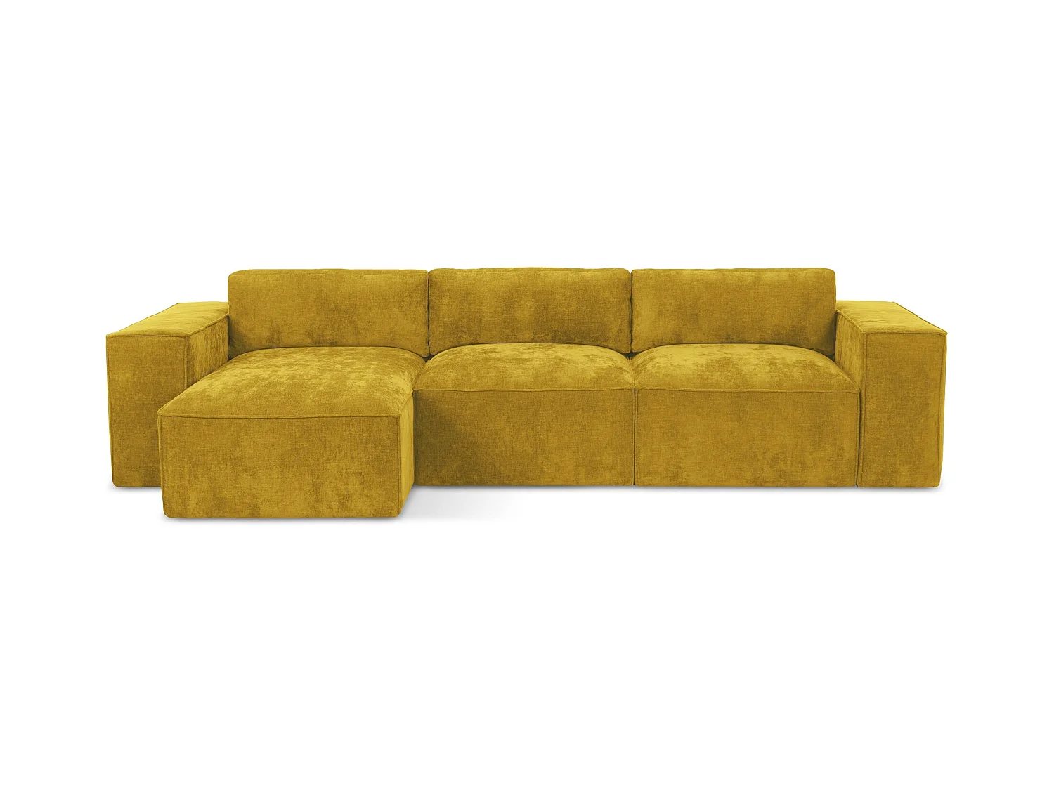 Canapé d’angle 3 places gauche convertible en tissu chenille - moutarde - HANA