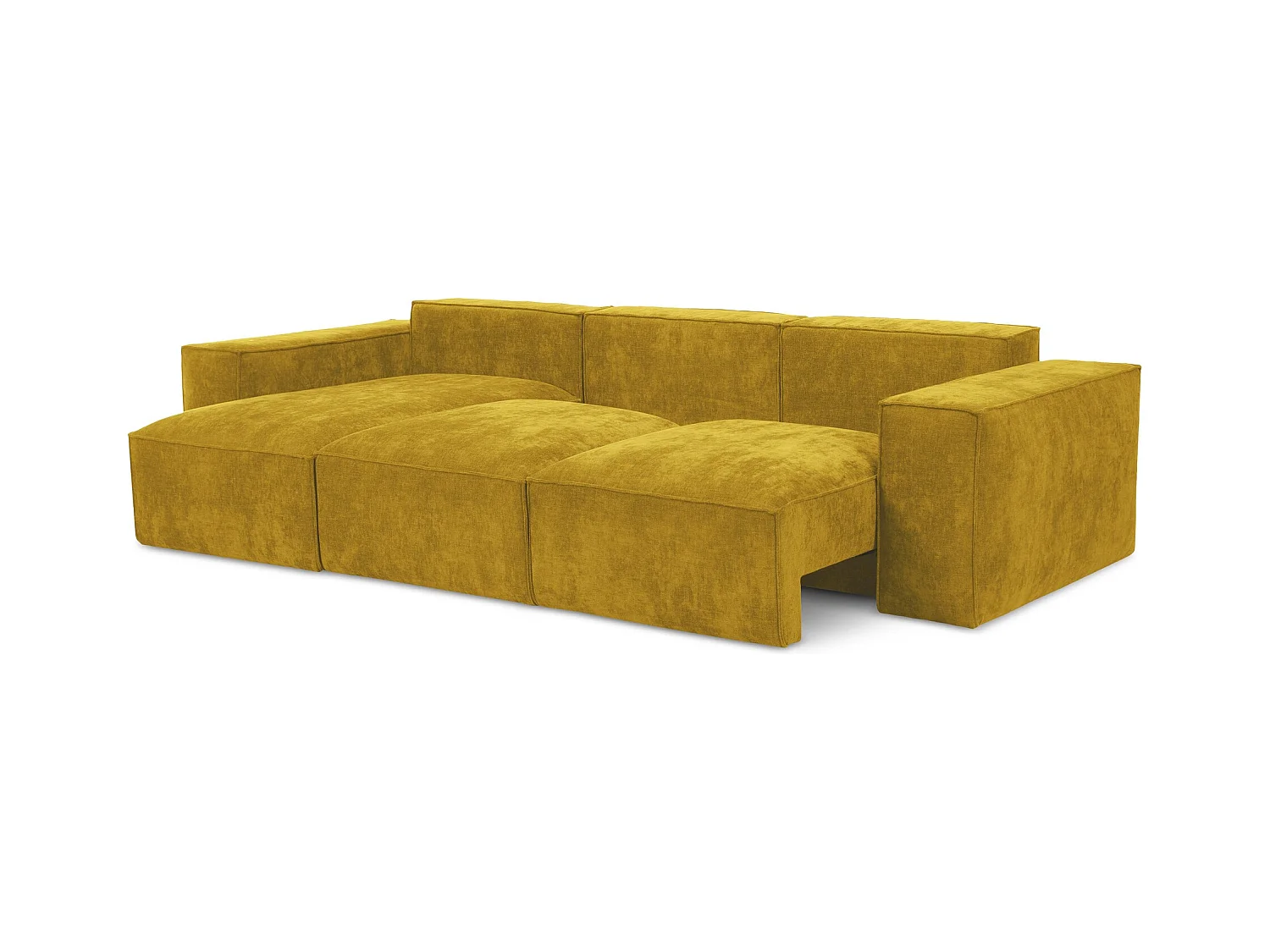 Canapé d’angle 3 places gauche convertible en tissu chenille - moutarde - HANA