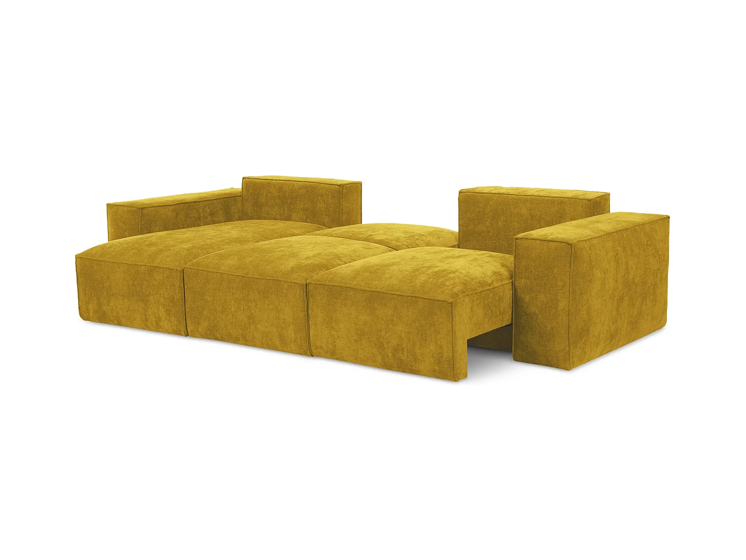 Canapé d’angle 3 places gauche convertible en tissu chenille - moutarde - HANA