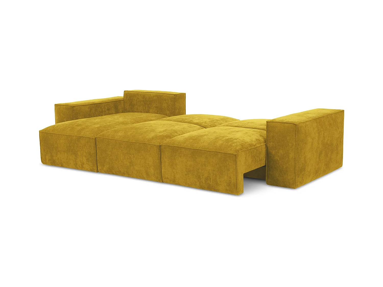 Canapé d’angle 3 places gauche convertible en tissu chenille - moutarde - HANA