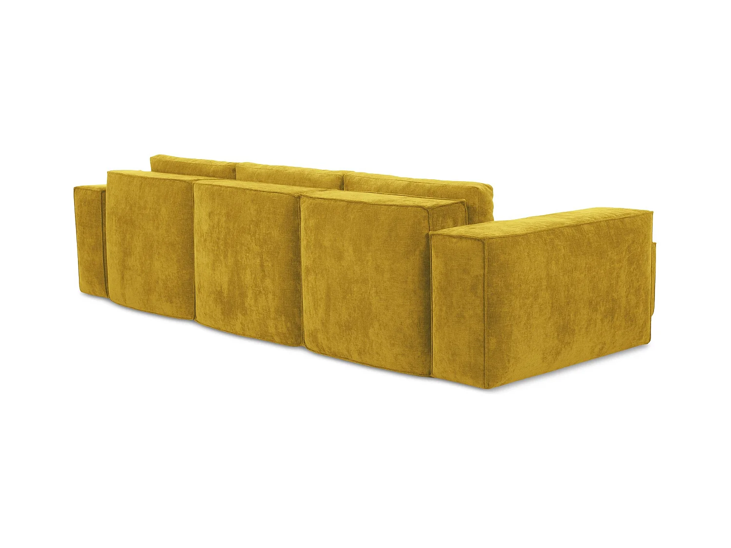 Canapé d’angle 3 places gauche convertible en tissu chenille - moutarde - HANA