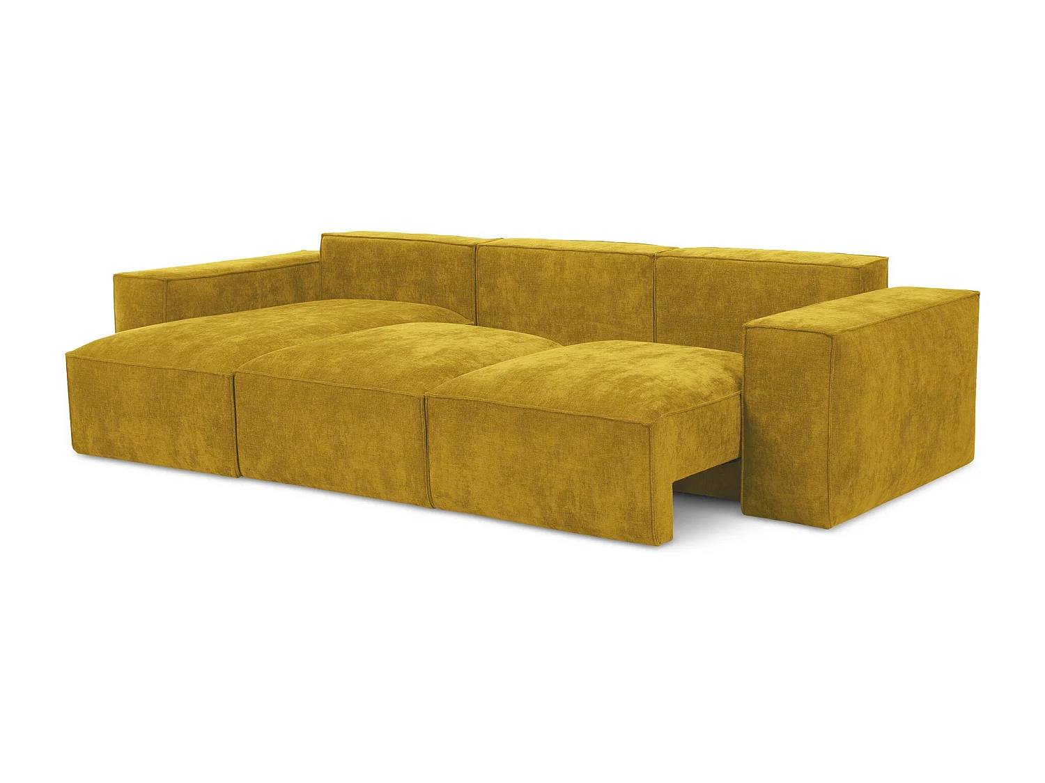 Canapé d’angle 3 places gauche convertible en tissu chenille - moutarde - HANA