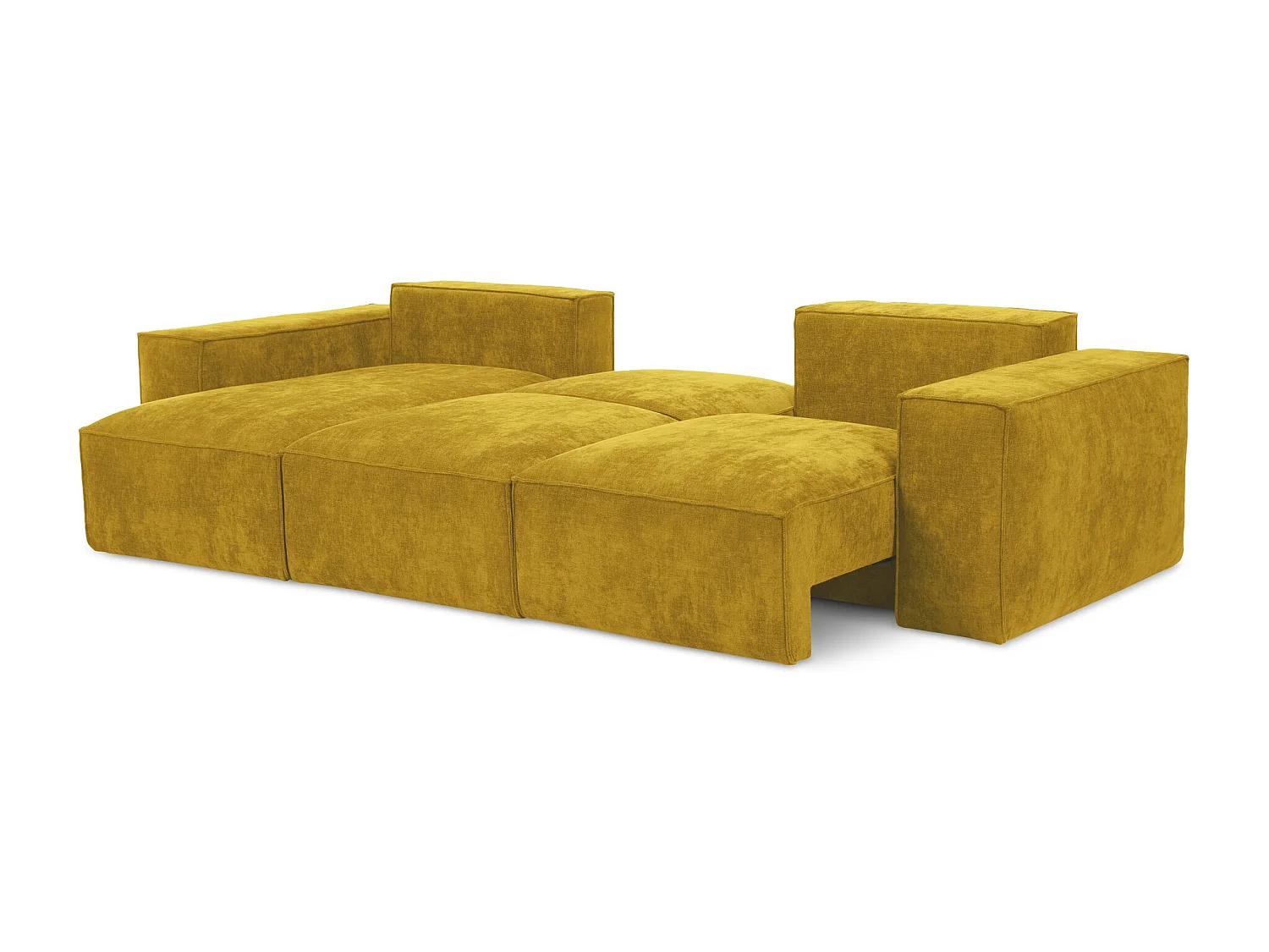 Canapé d’angle 3 places gauche convertible en tissu chenille - moutarde - HANA