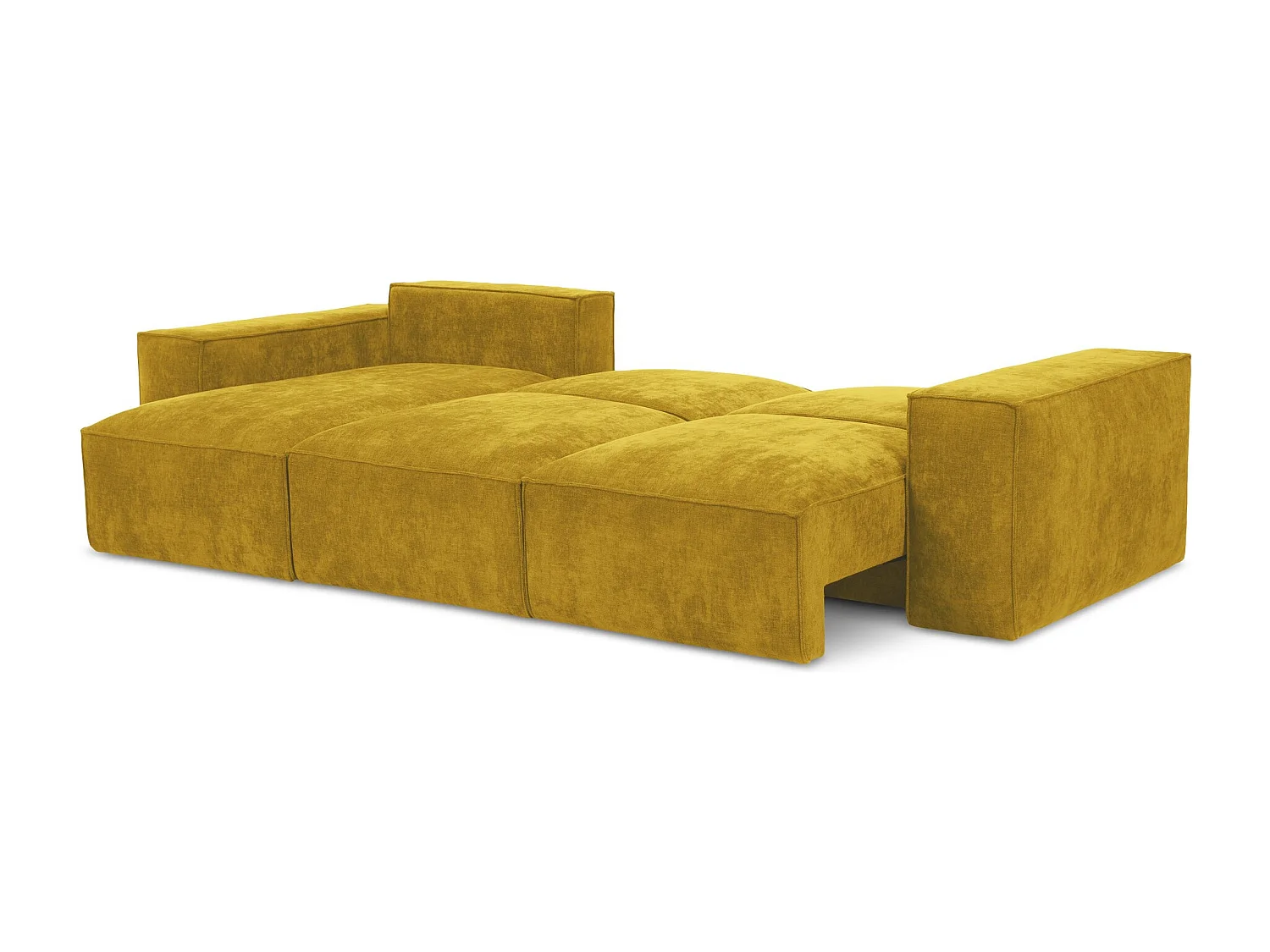 Canapé d’angle 3 places gauche convertible en tissu chenille - moutarde - HANA