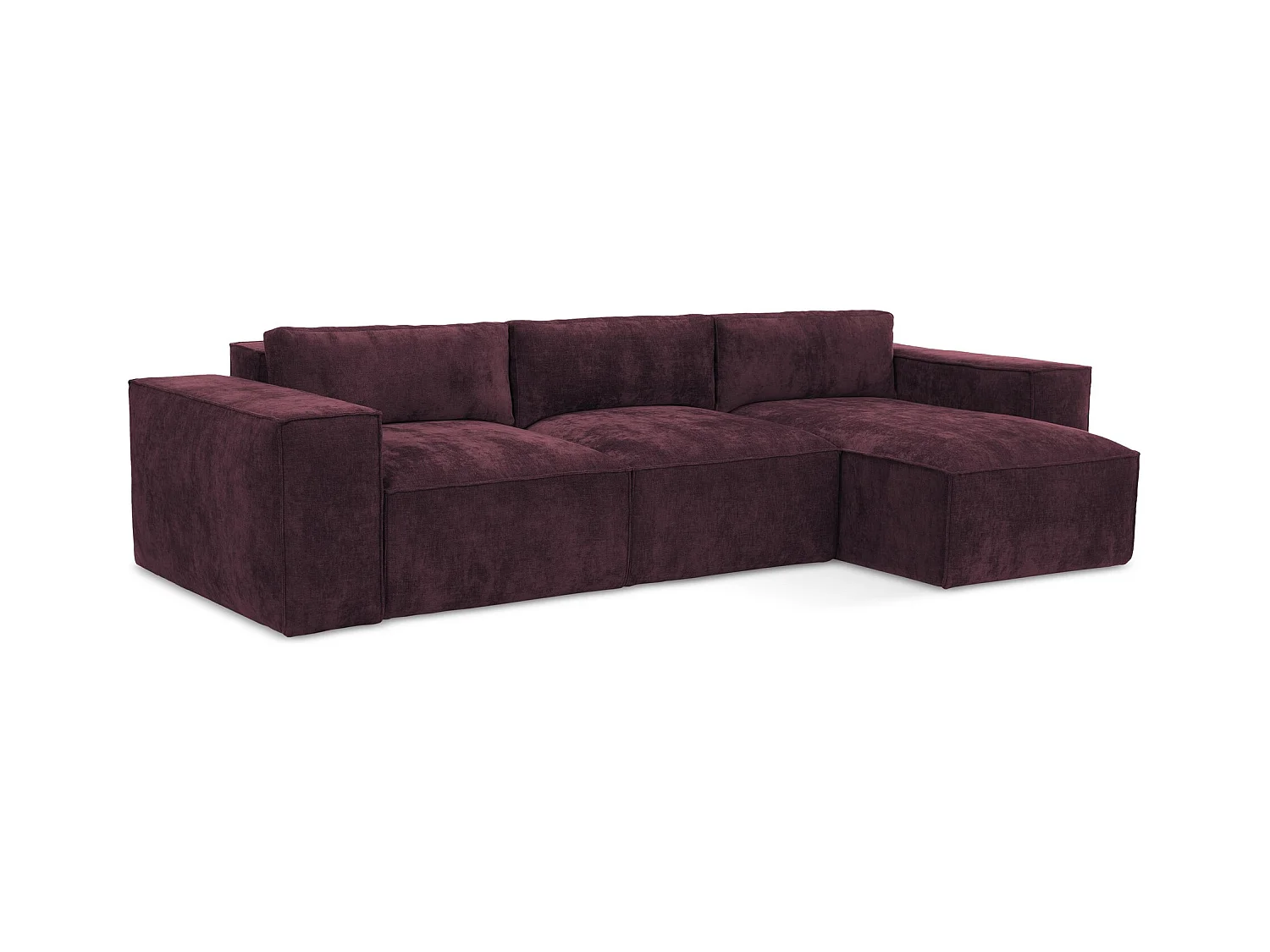 Canapé d'angle droit convertible en tissu chenille - bordeaux - HANA