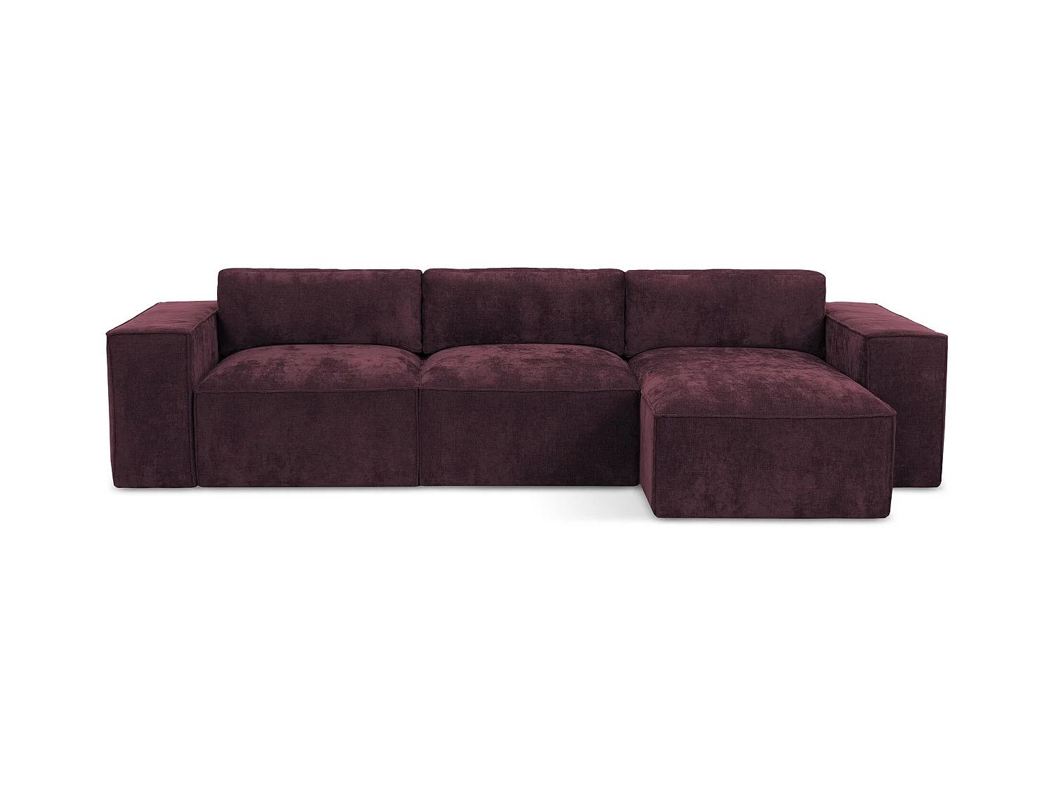 Canapé d'angle droit convertible en tissu chenille - bordeaux - HANA