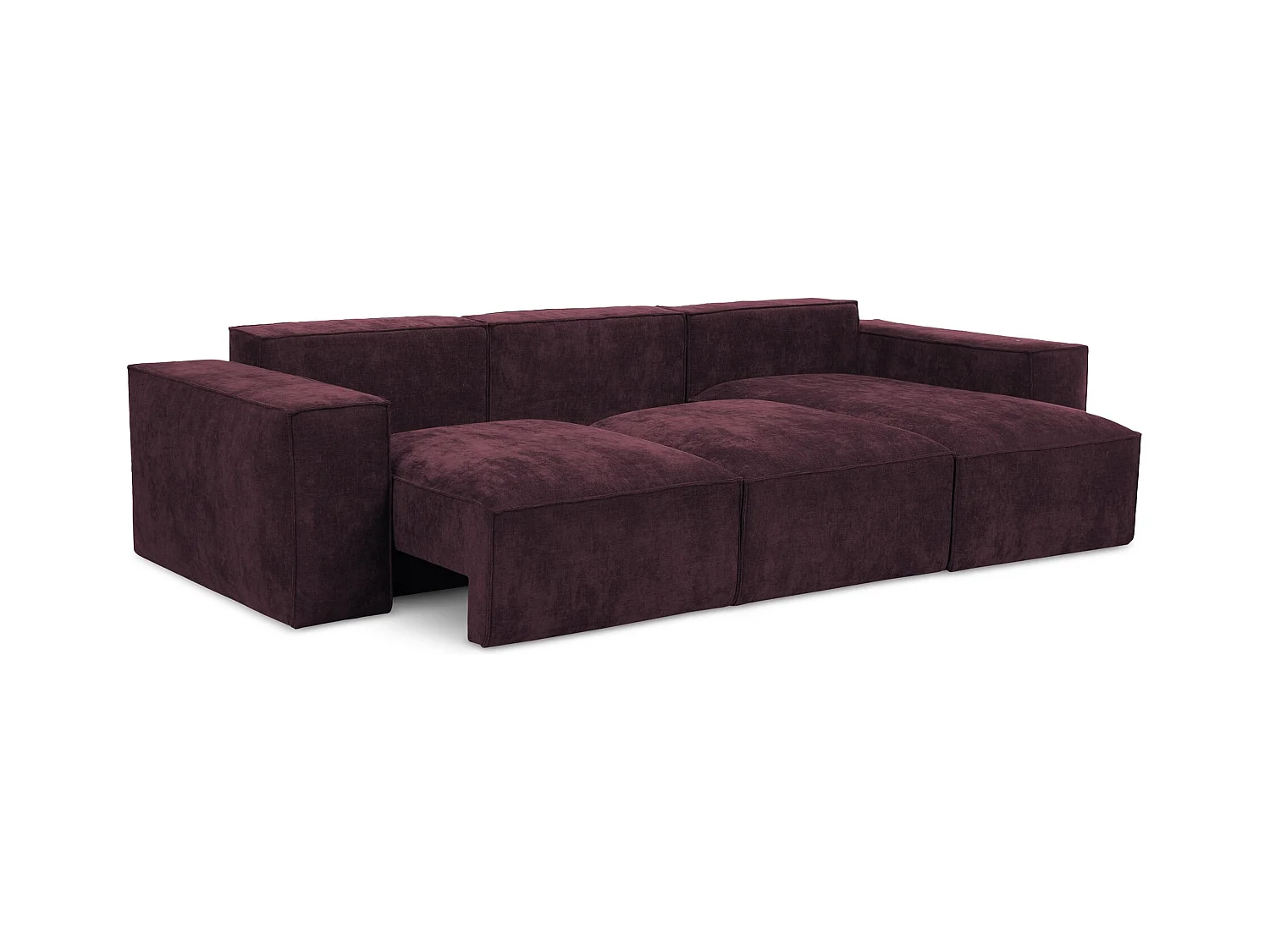 Canapé d'angle droit convertible en tissu chenille - bordeaux - HANA