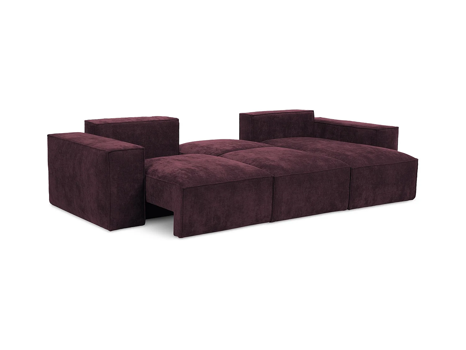 Canapé d'angle droit convertible en tissu chenille - bordeaux - HANA