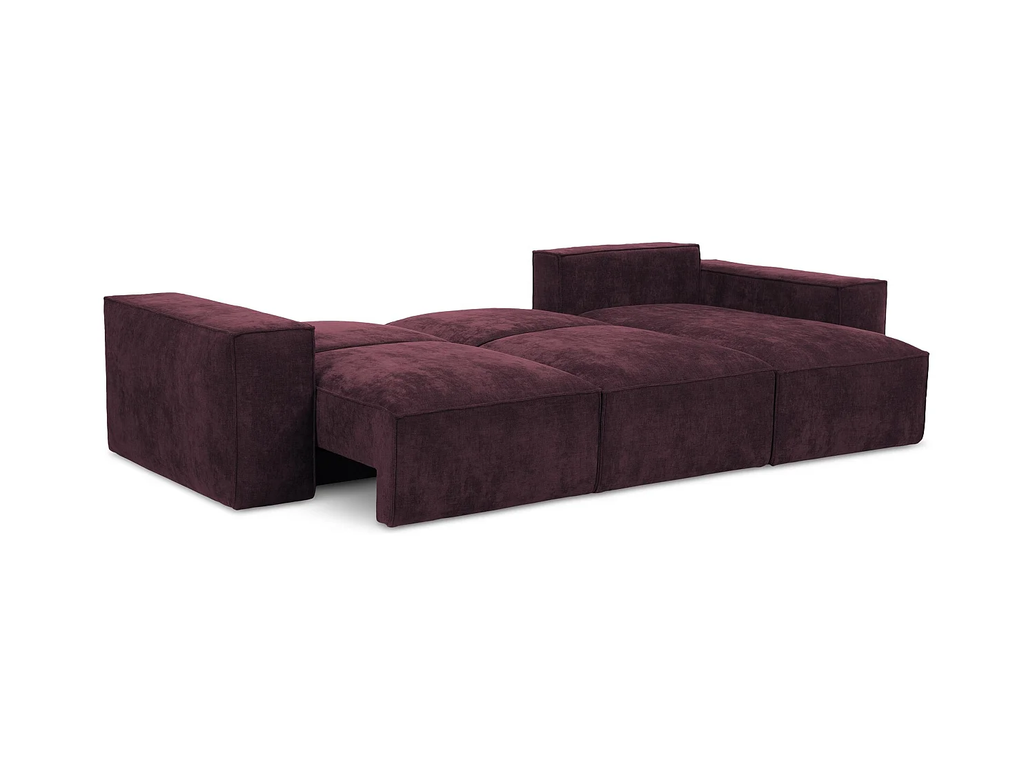 Canapé d'angle droit convertible en tissu chenille - bordeaux - HANA