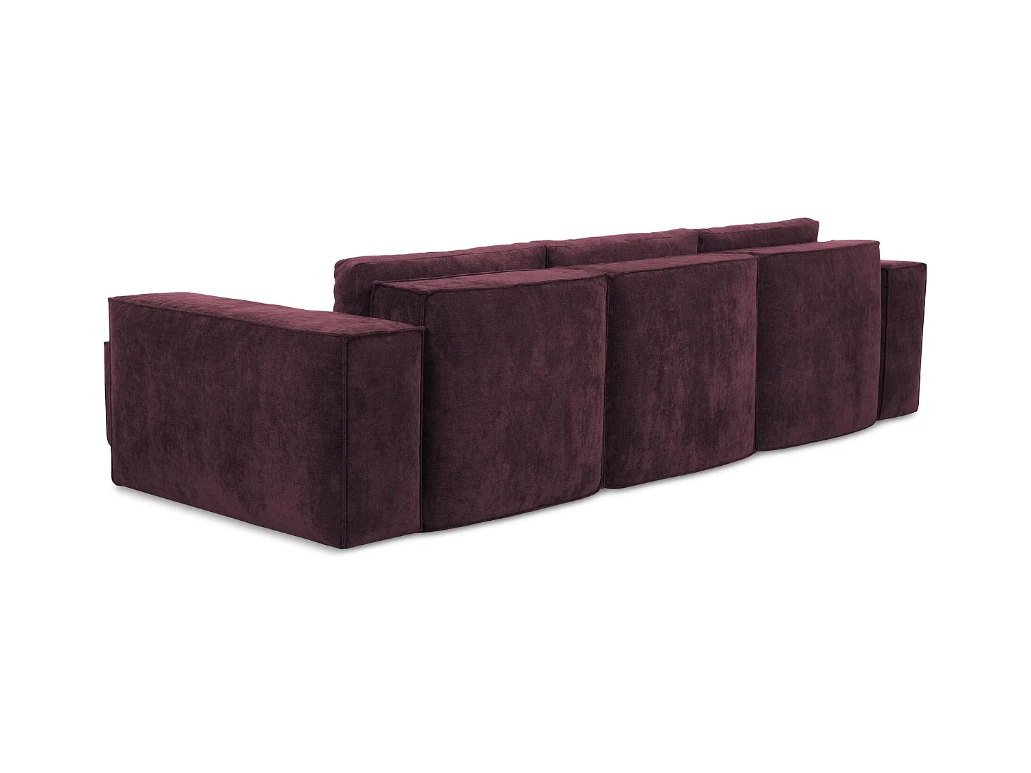 Canapé d'angle droit convertible en tissu chenille - bordeaux - HANA