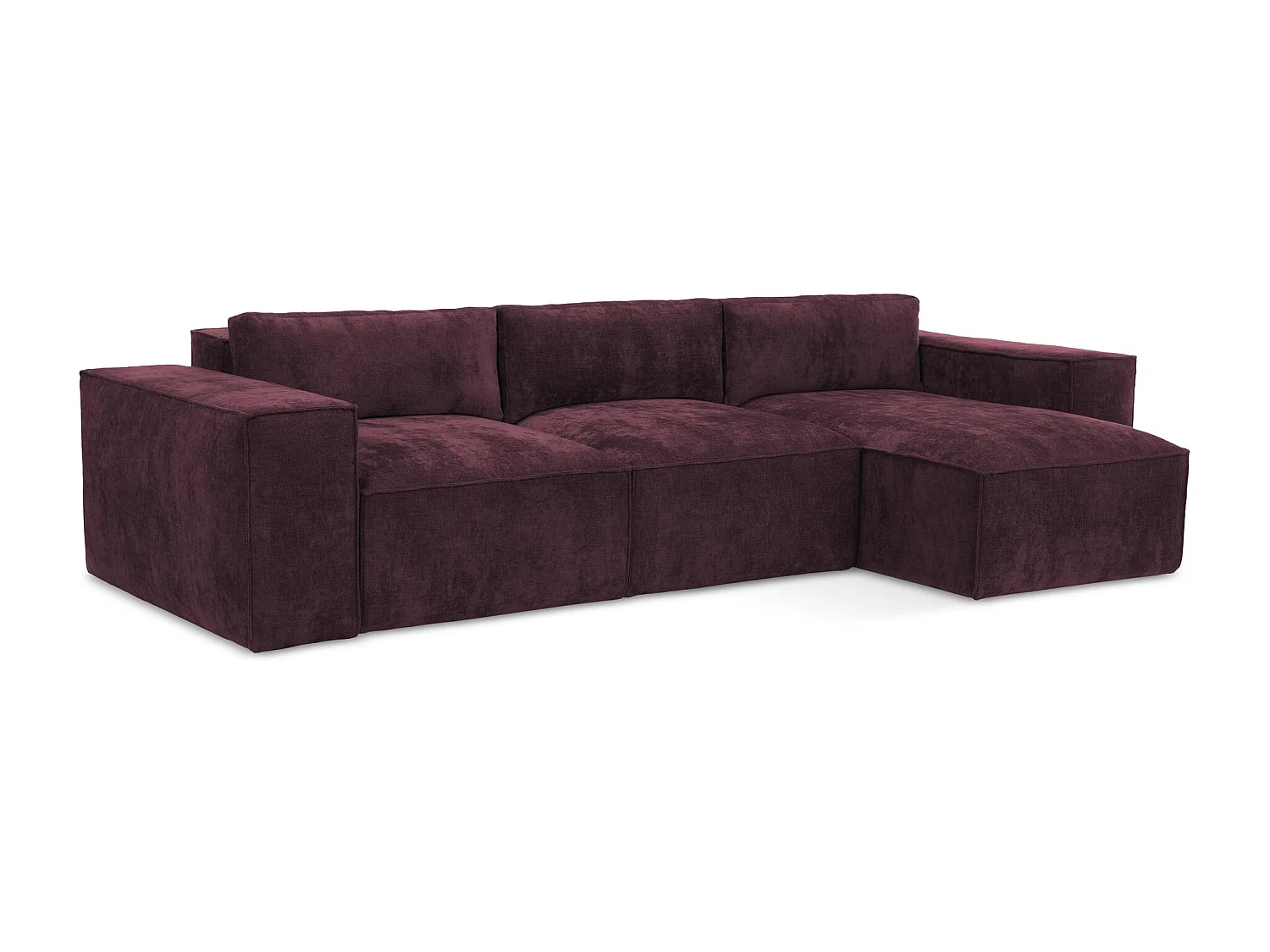 Canapé d'angle droit convertible en tissu chenille - bordeaux - HANA