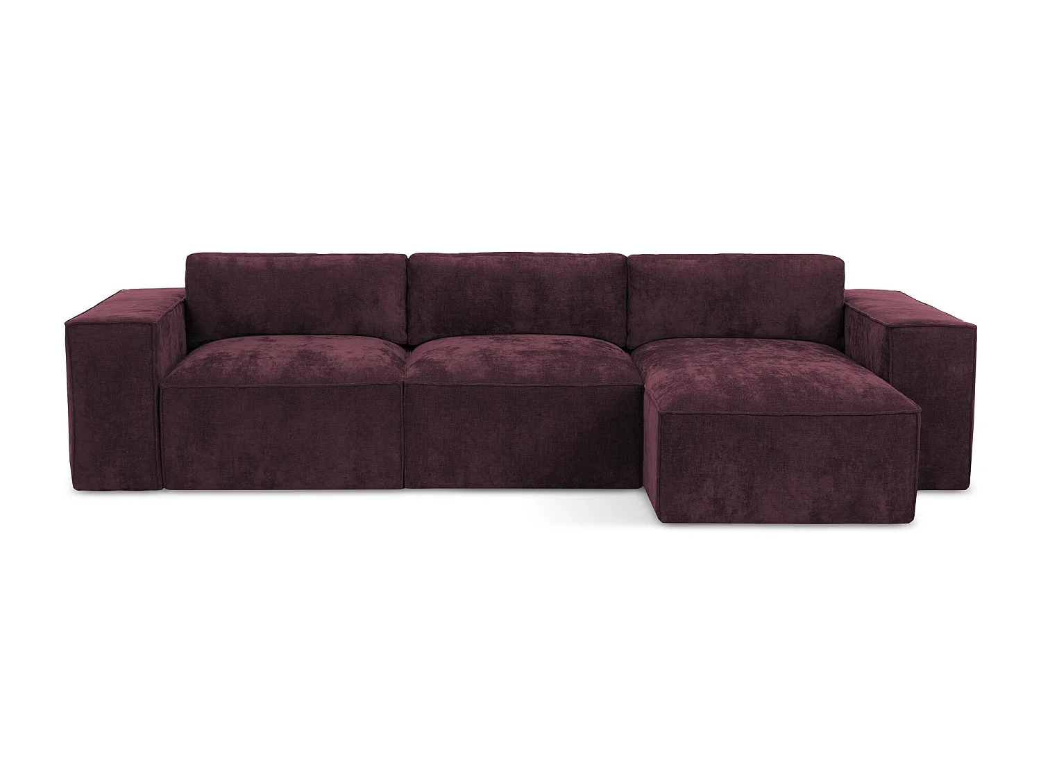 Canapé d'angle droit convertible en tissu chenille - bordeaux - HANA