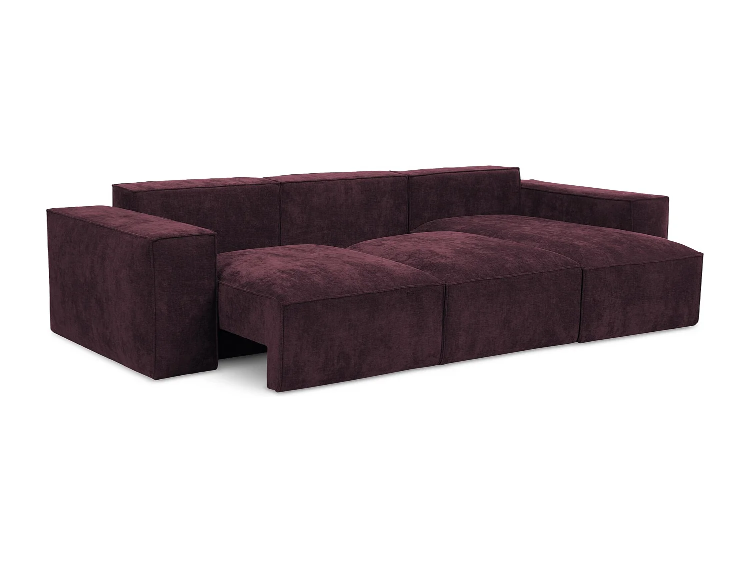 Canapé d'angle droit convertible en tissu chenille - bordeaux - HANA