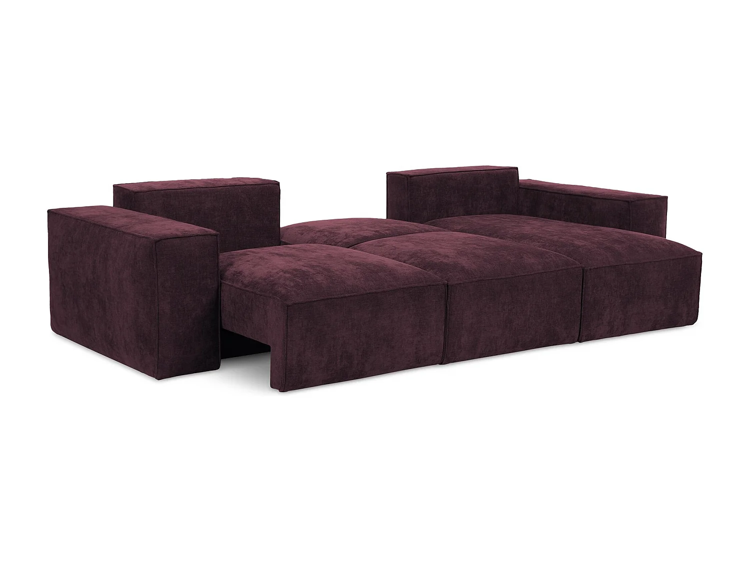 Canapé d'angle droit convertible en tissu chenille - bordeaux - HANA