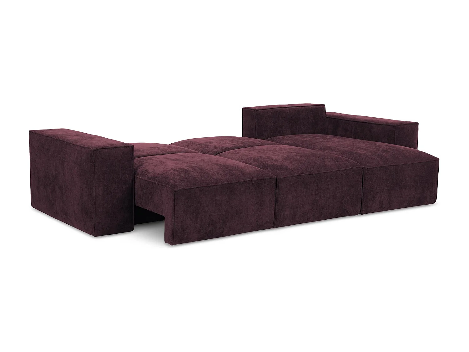 Canapé d'angle droit convertible en tissu chenille - bordeaux - HANA