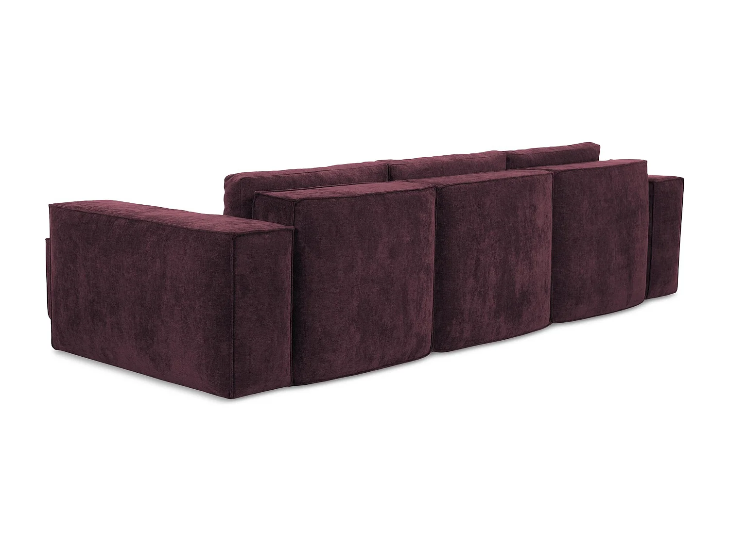 Canapé d'angle droit convertible en tissu chenille - bordeaux - HANA