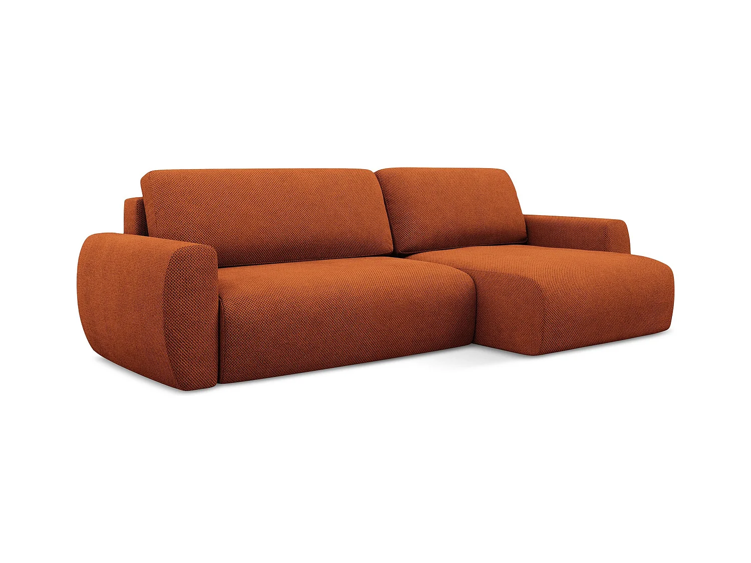 Ecksofa mit Schlaffunktion - Ecke Rechts - Chenille - Terrakotta - ANELA