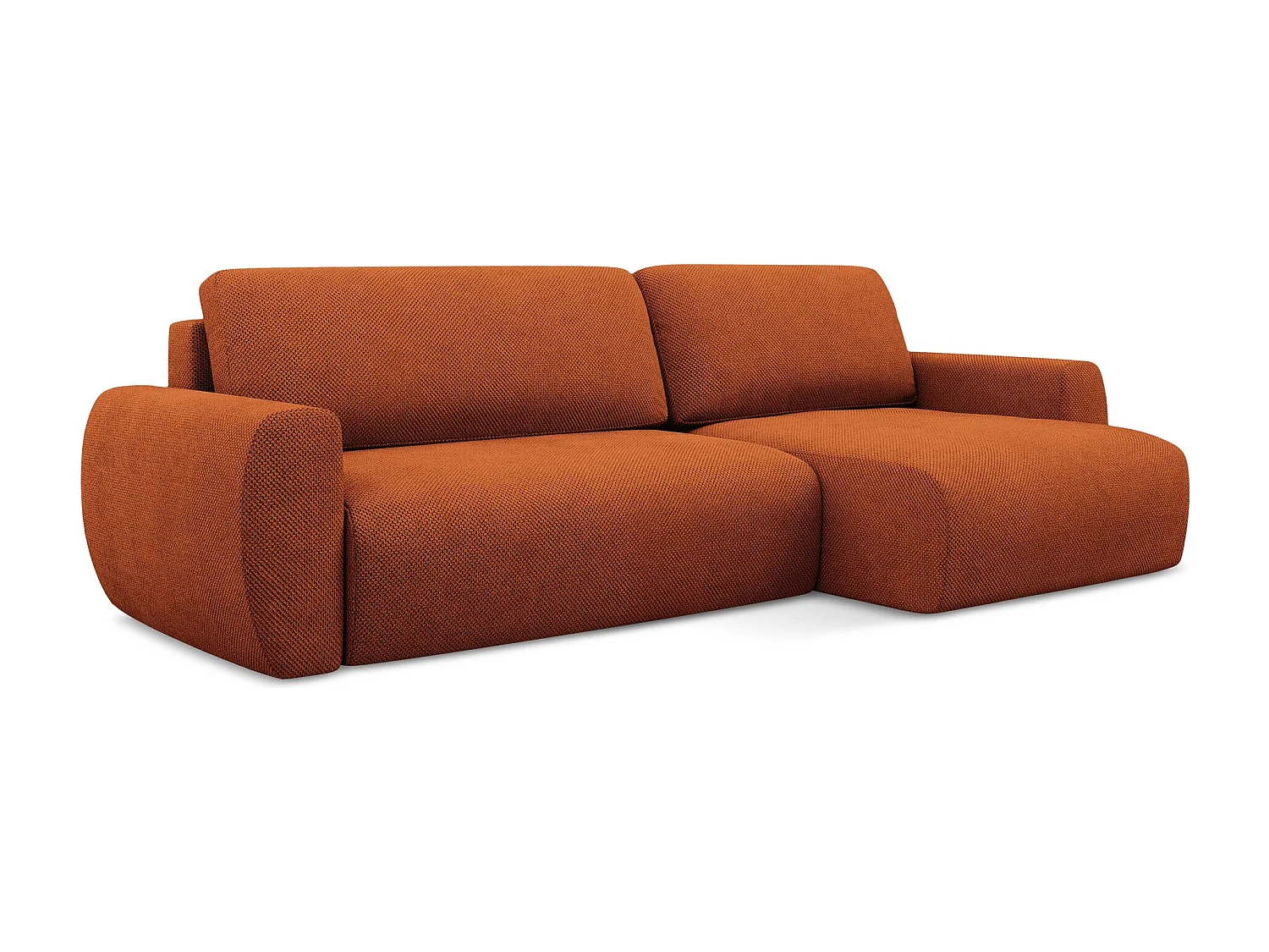 Narożnik prawostronny z funkcją spania - z tkaniny szenilowej - terakota - ANELA