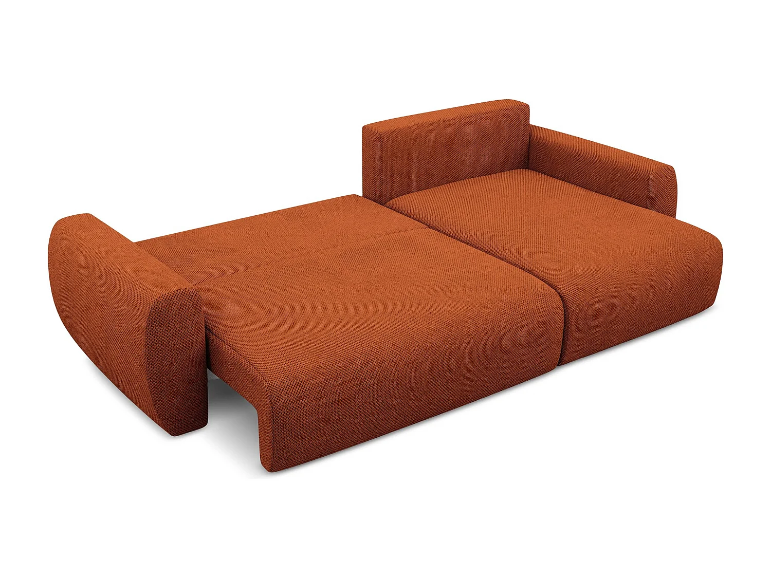 Narożnik prawostronny z funkcją spania - z tkaniny szenilowej - terakota - ANELA
