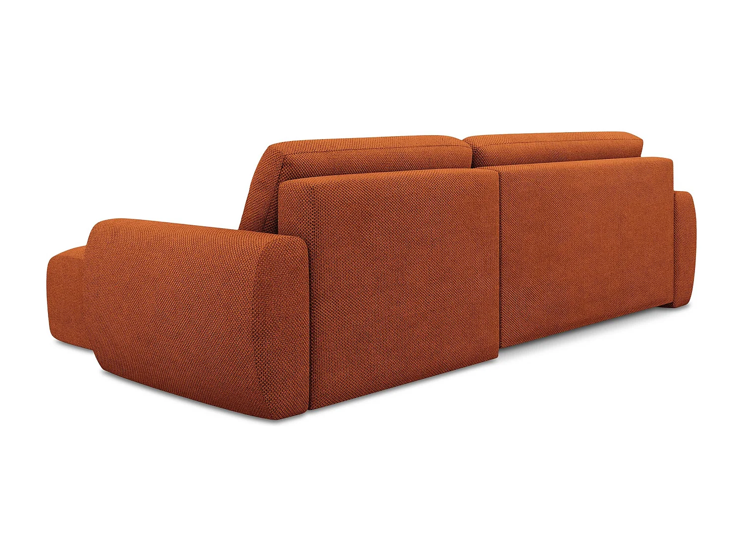 Narożnik prawostronny z funkcją spania - z tkaniny szenilowej - terakota - ANELA