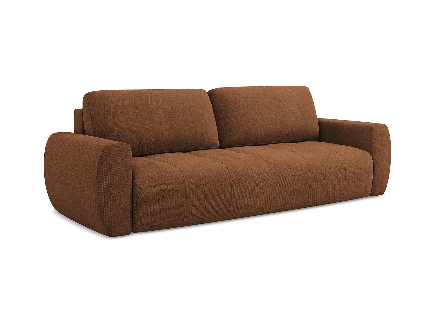 Canapé 3 places convertible en tissu texturé - terre cuite - KIWI