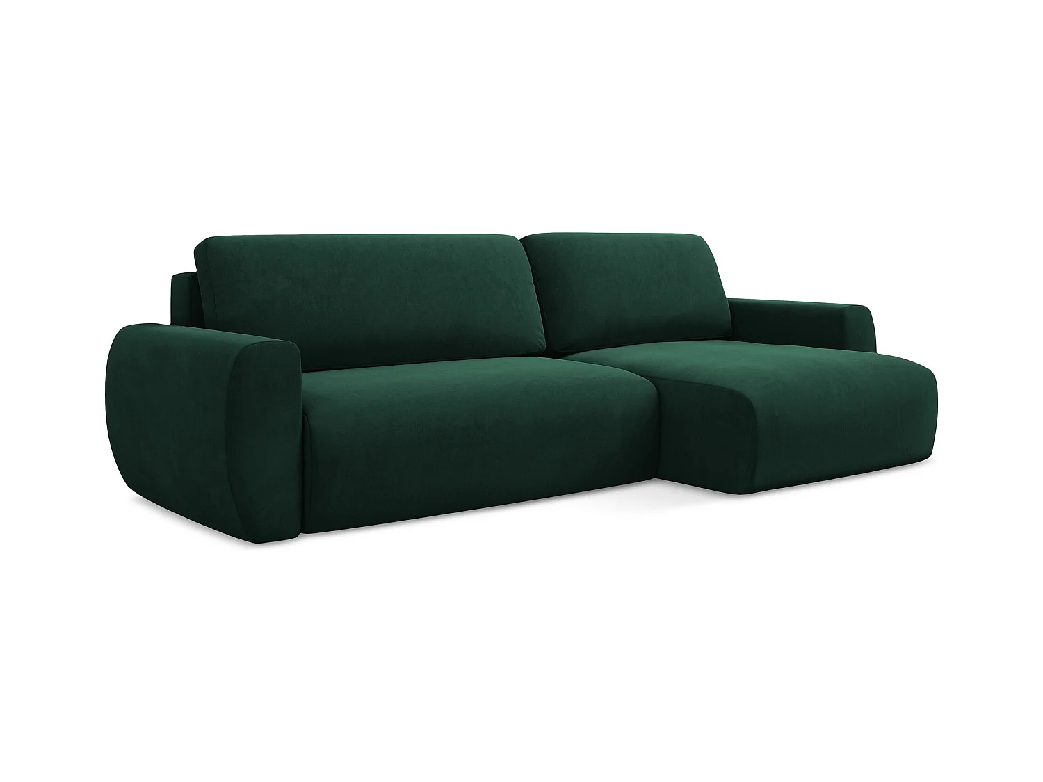 Ecksofa mit Schlaffunktion - Ecke Rechts - Samt - Flaschengrün - ANELA