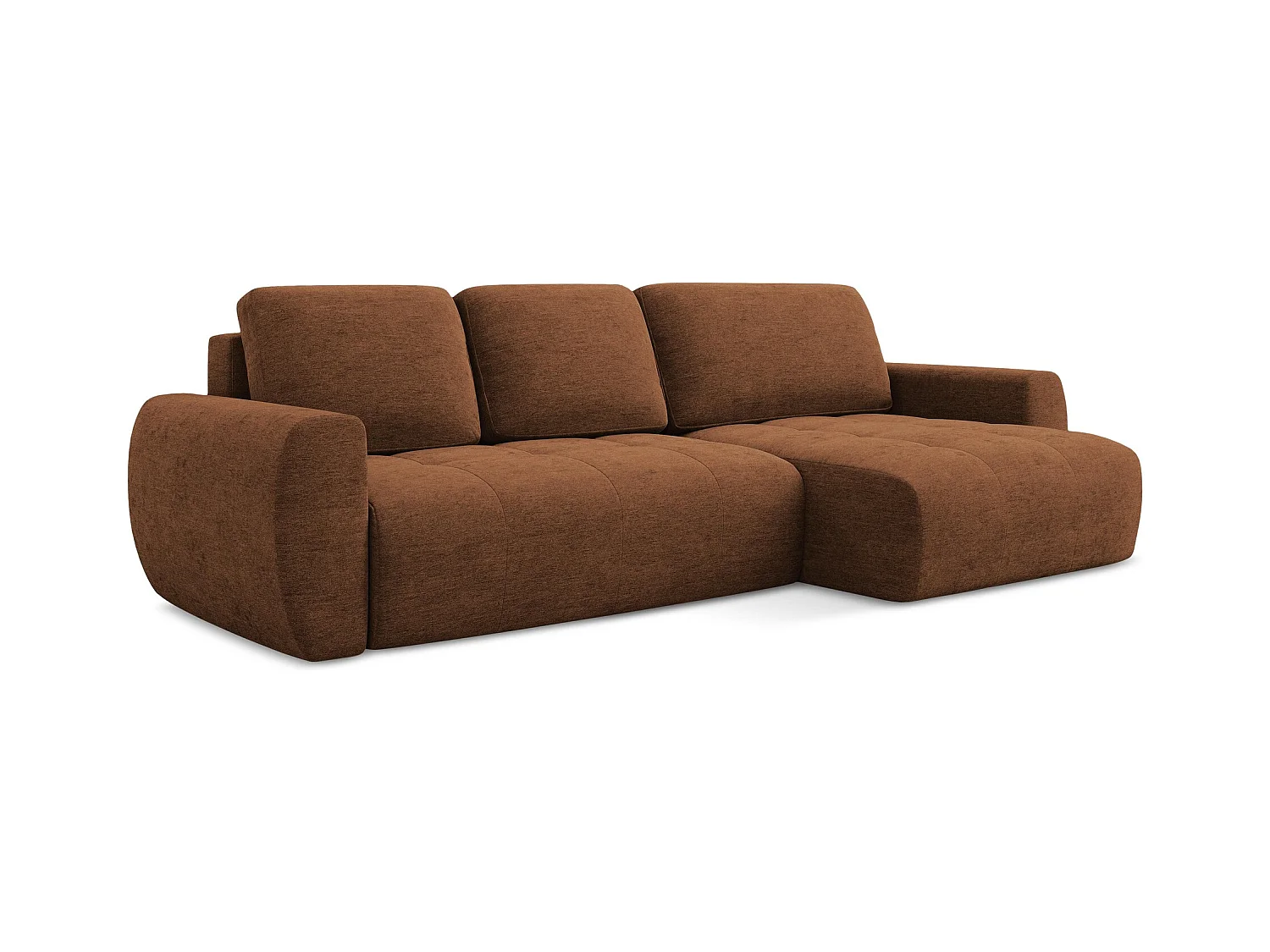Ecksofa mit Schlaffunktion - Ecke Rechts - Strukturstoff - Terrakotta - KIWI