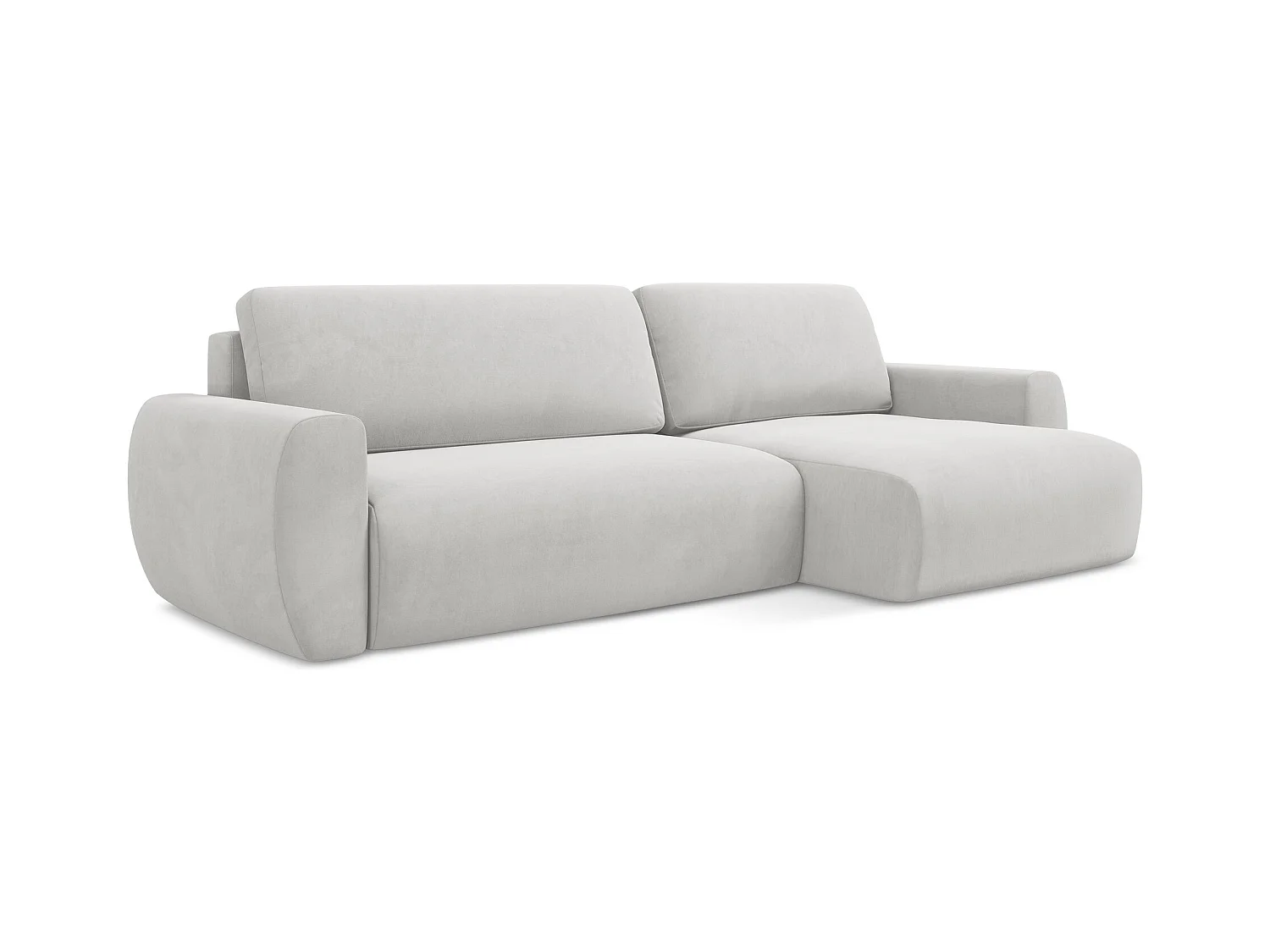 Canapé d'angle droit convertible en velours - argent - ANELA