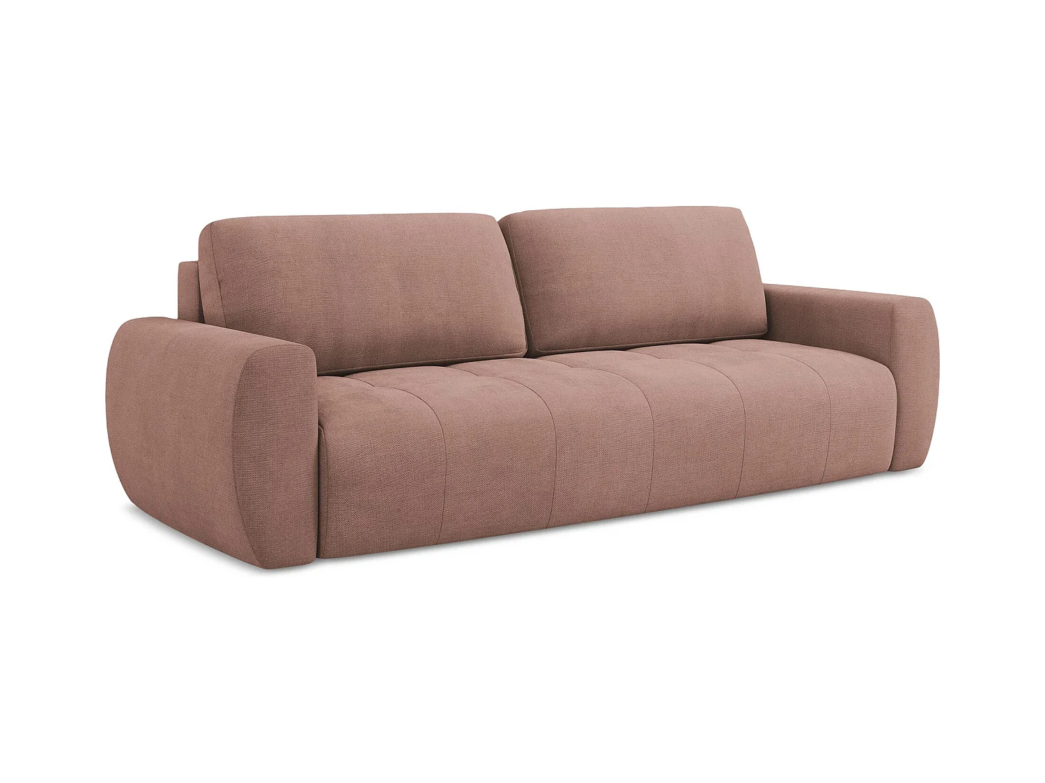 Canapé 3 places convertible en tissu texturé - rose poudré - KIWI