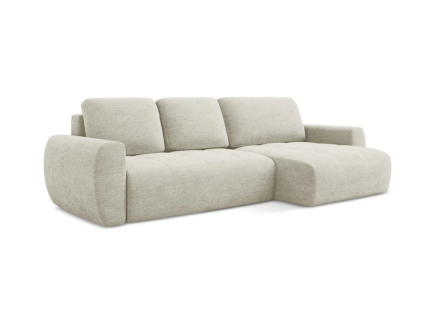 Ecksofa mit Schlaffunktion - Ecke Rechts - Strukturstoff - Perle - KIWI