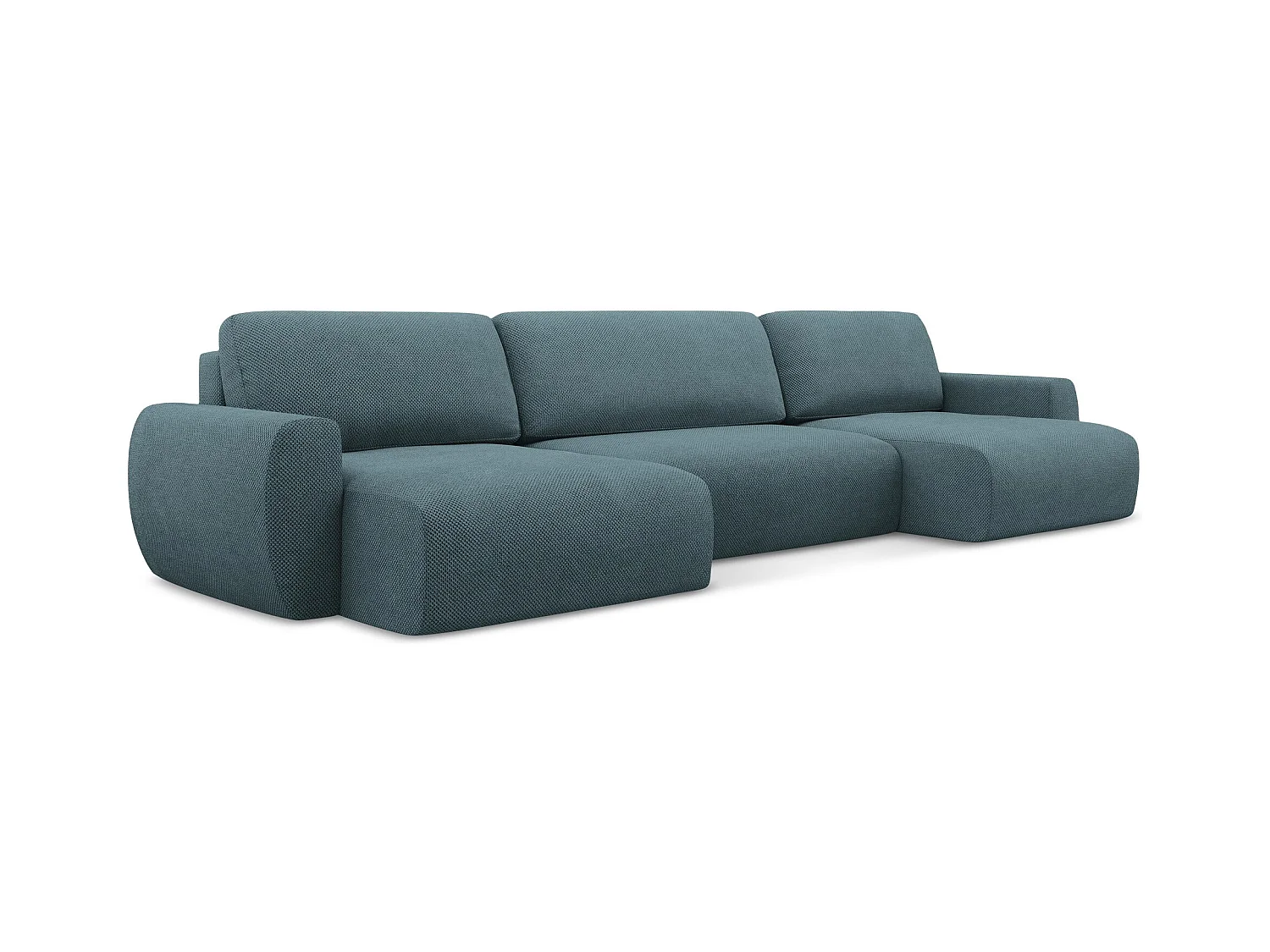 Wohnlandschaft mit Schlaffunktion - / - Chenille - Hellblau - ANELA