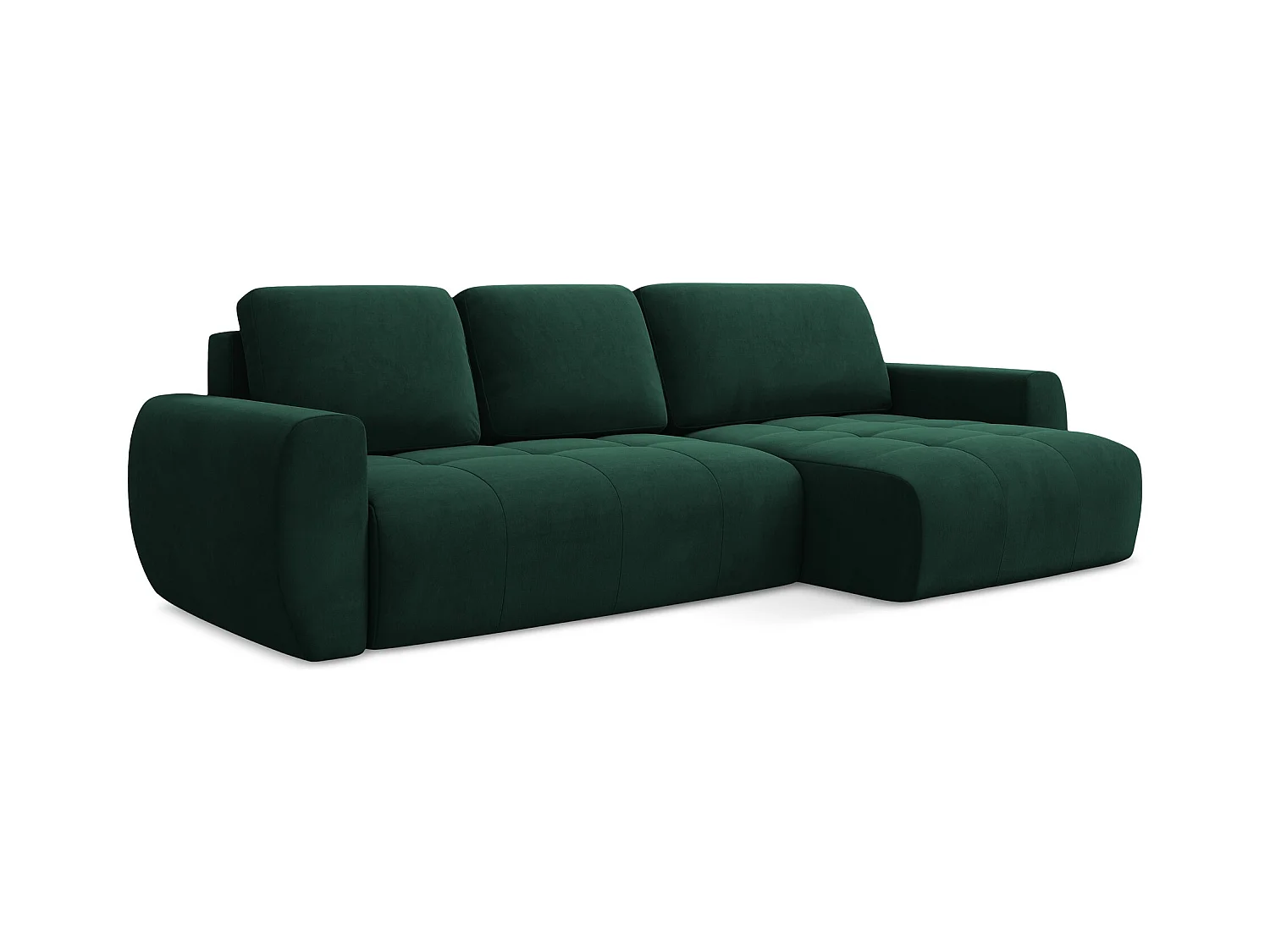 Ecksofa mit Schlaffunktion - Ecke Rechts - Samt - Flaschengrün - KIWI